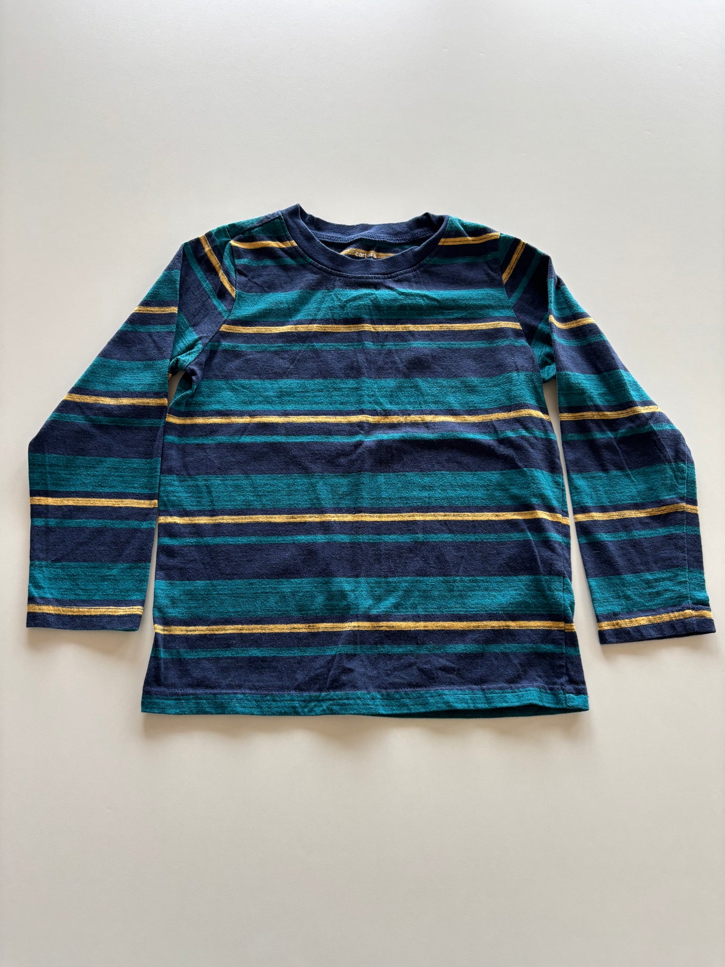 Navy, Turquoise, & Yellow Striped Shirt