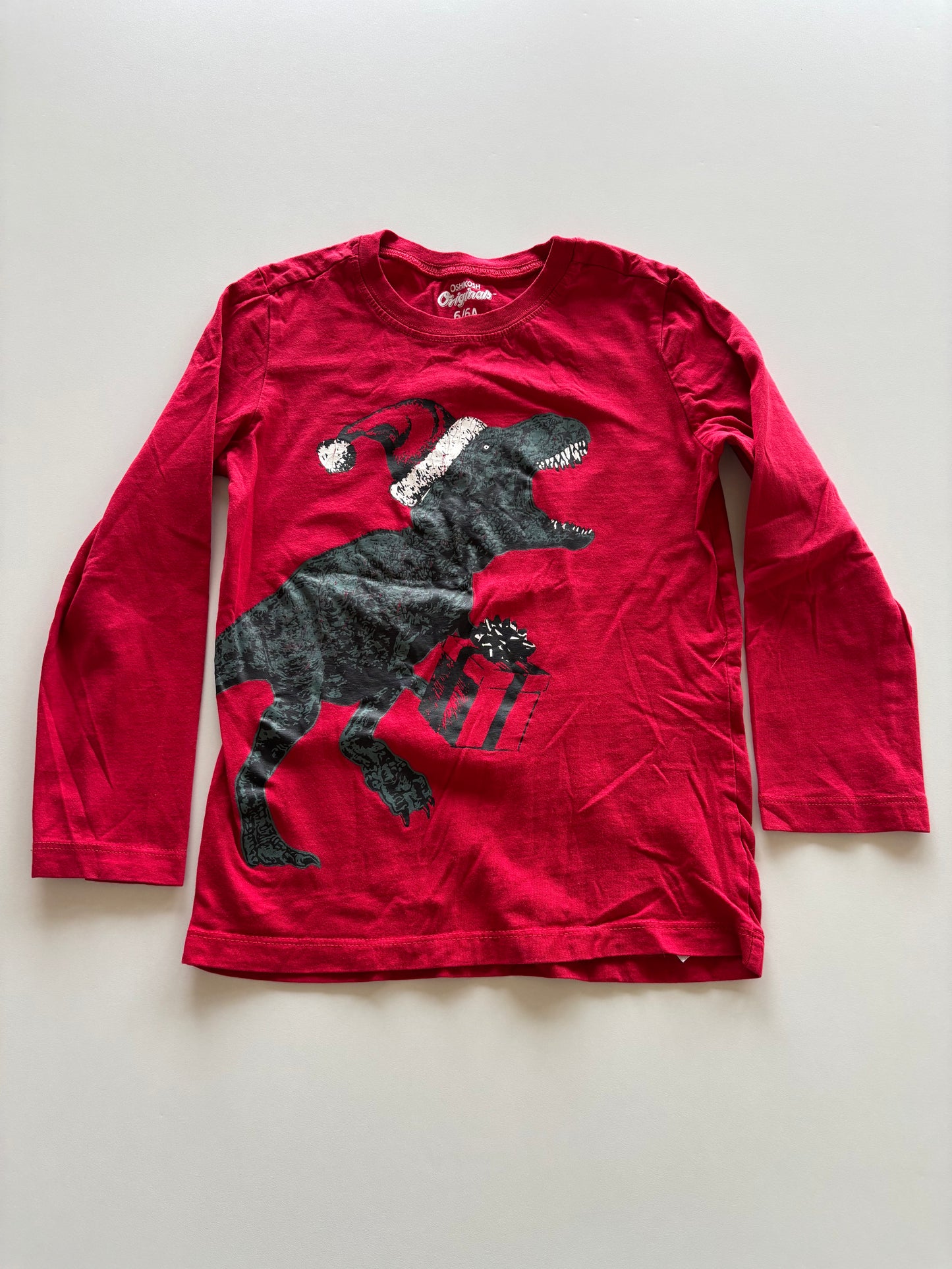 Red Santa T-Rex Shirt
