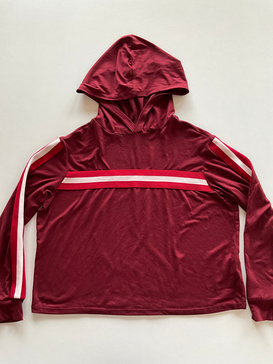 Burgundy Striped Lightweight Hoodie