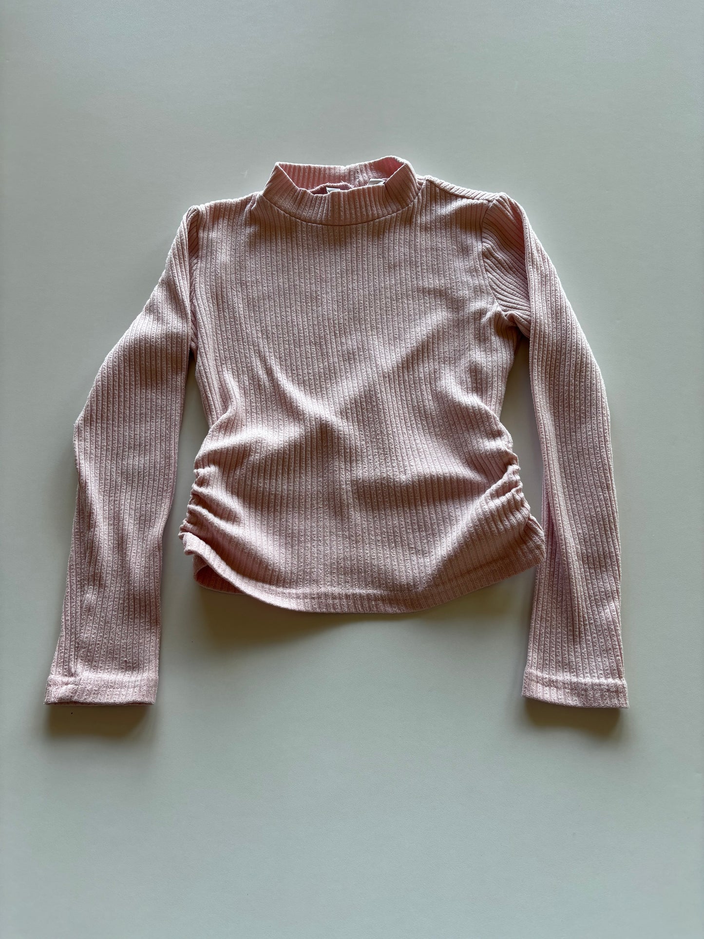 Pink Ribbed & Ruched Shirt