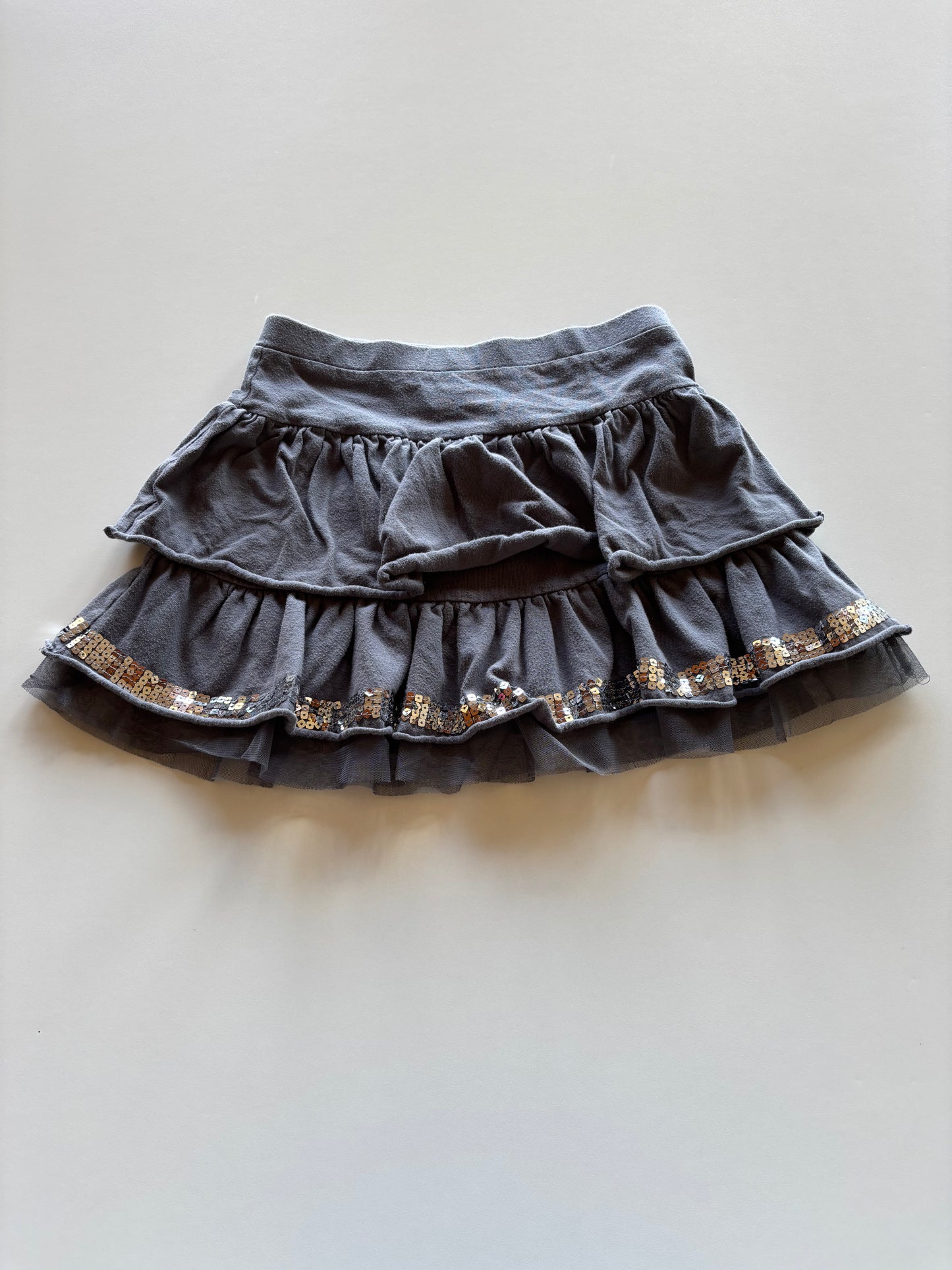 Grey Tiered Sequin Skirt