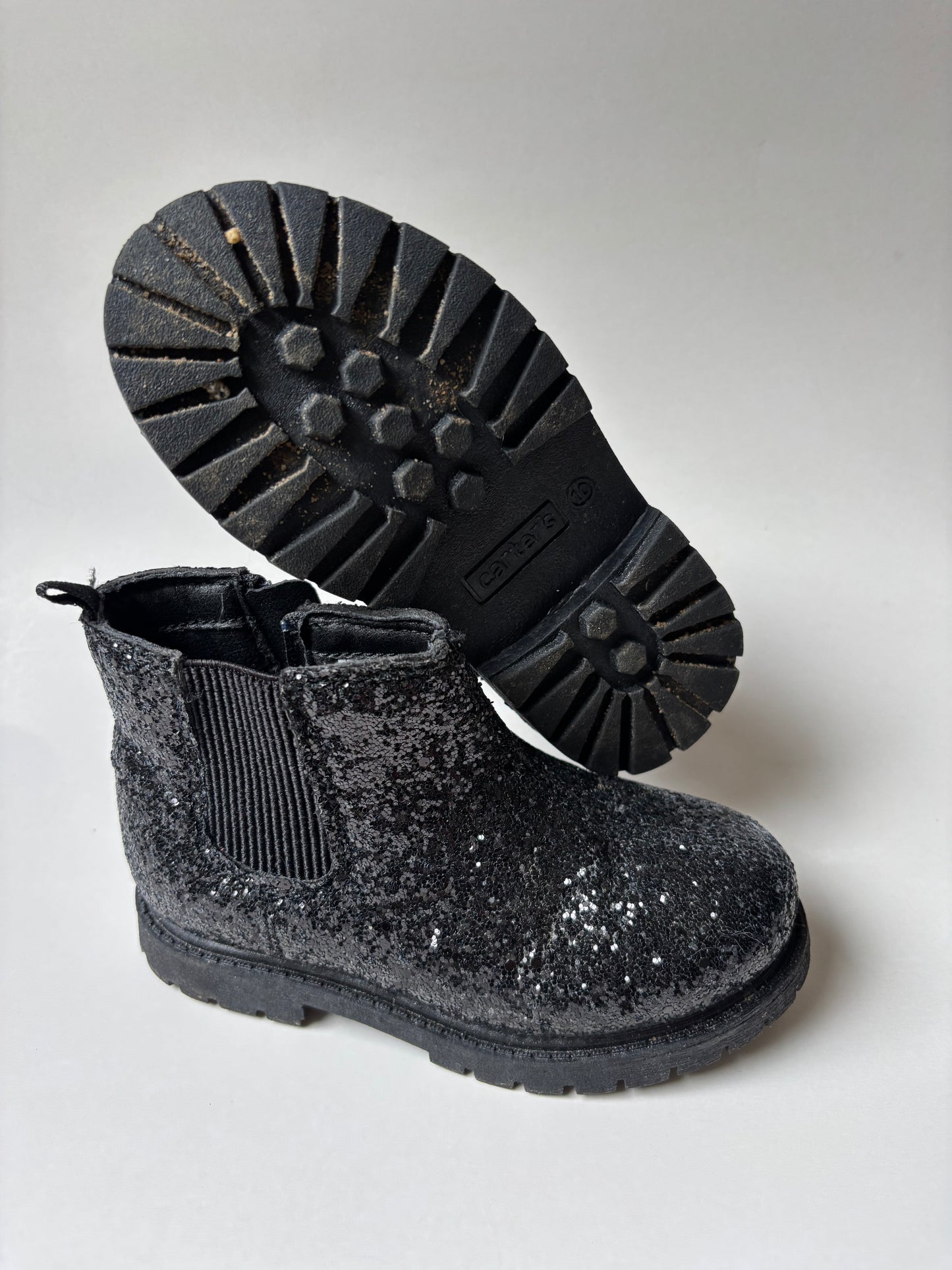 Black Glitter Ankle Booties