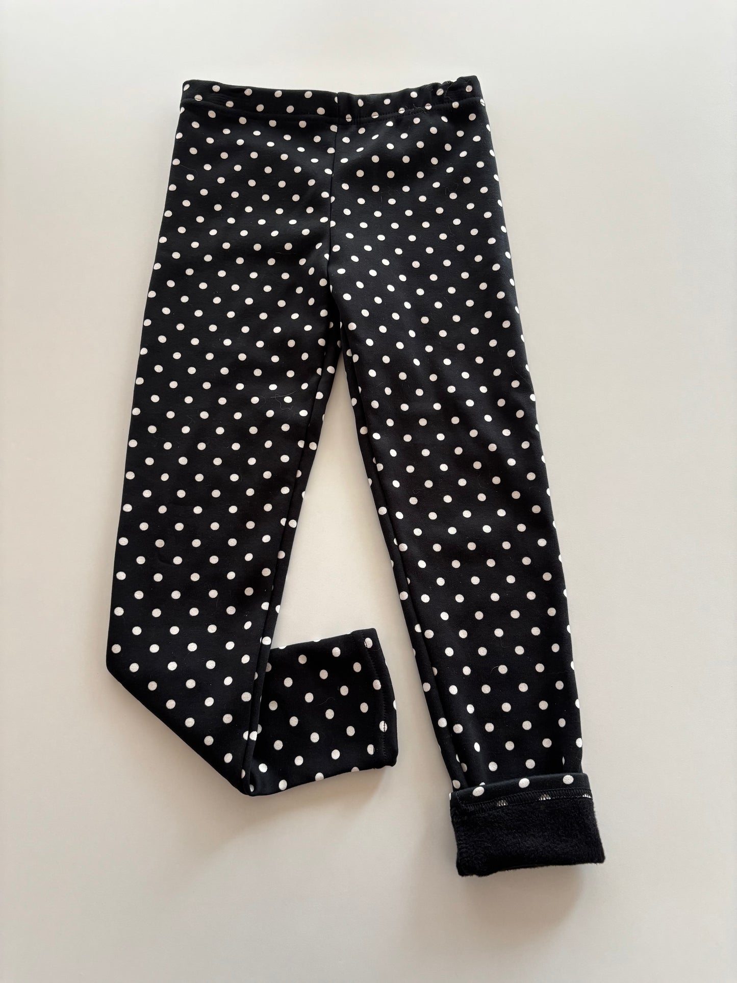 Black & White Polka Dot Fleece Lined Leggings