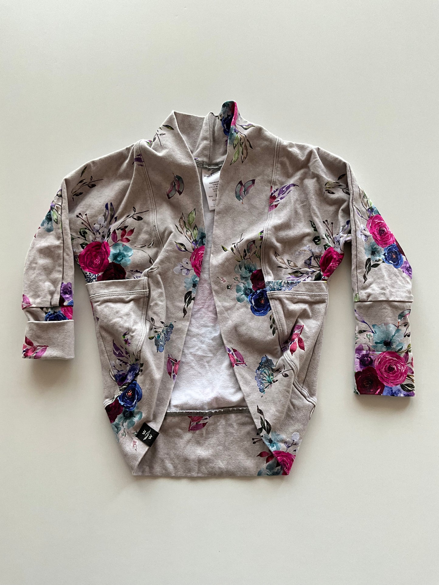 Grow-With-Me Grey Floral Cardigan