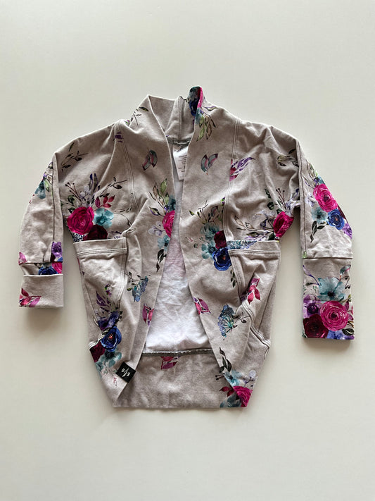 Grow-With-Me Grey Floral Cardigan