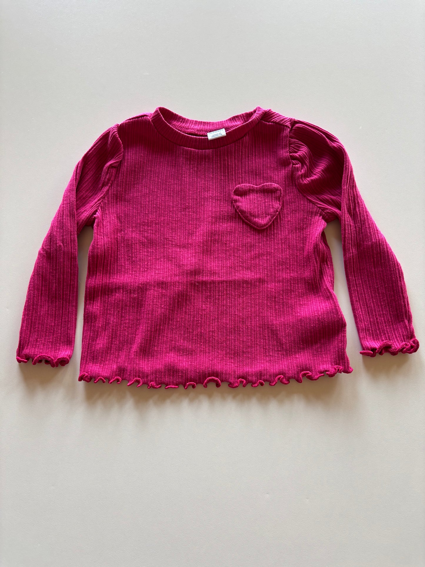 Dark Pink Ribbed Heart Shirt