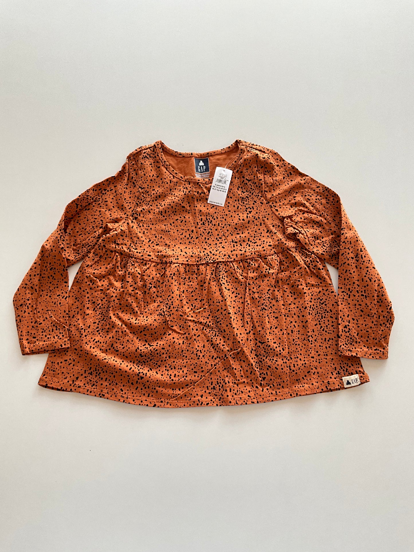 BNWT Burnt Orange Splatter Peplum Shirt
