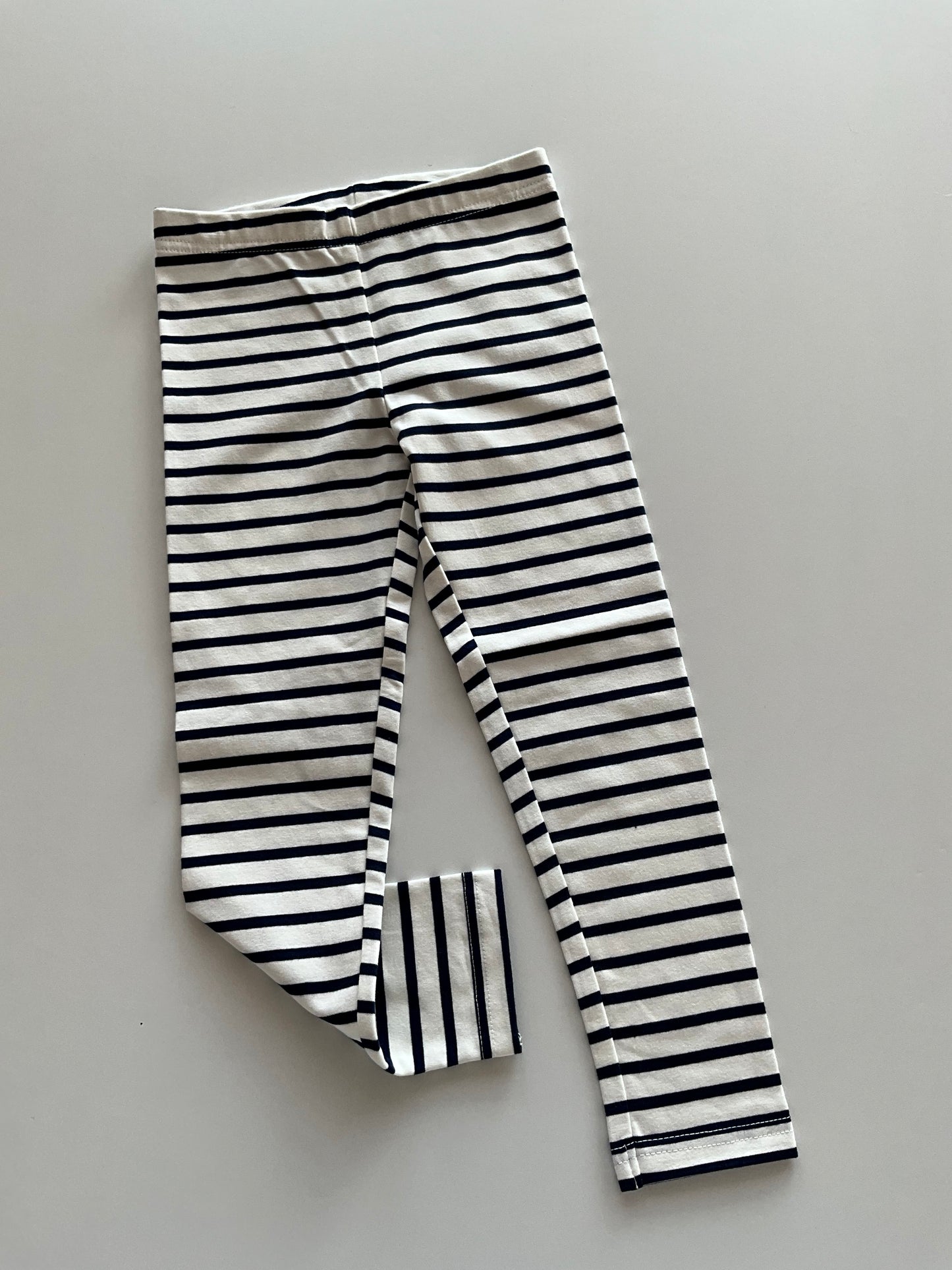 BNWOT White & Navy Striped Leggings