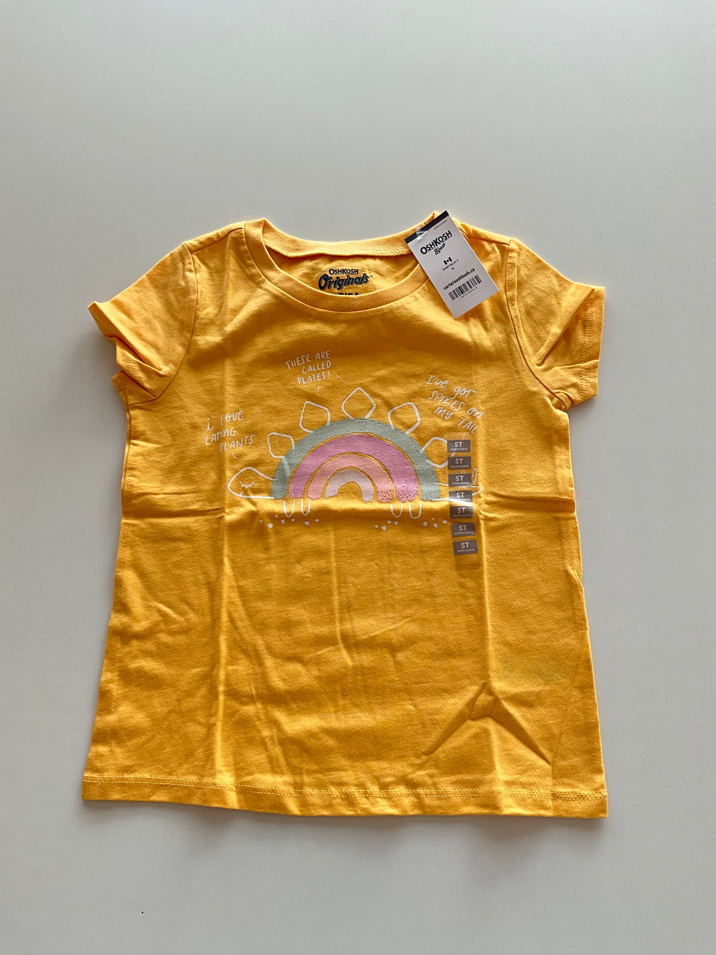 BNWT Yellow Rainbow Dinosaur Tee