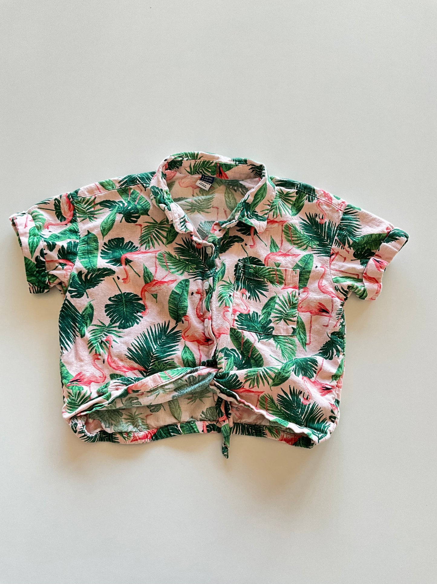 Flamingo Button Up Crop Top
