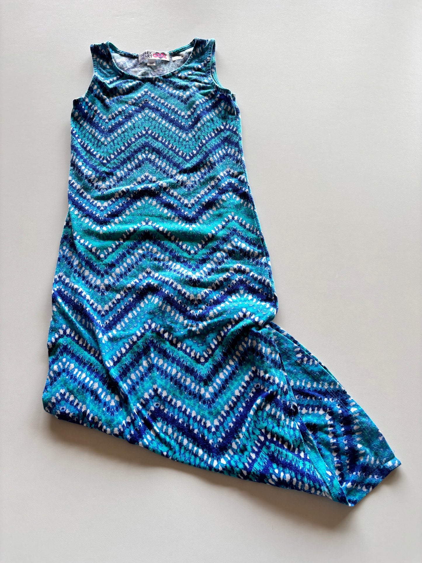 Blue Patterned Zigzag Dress