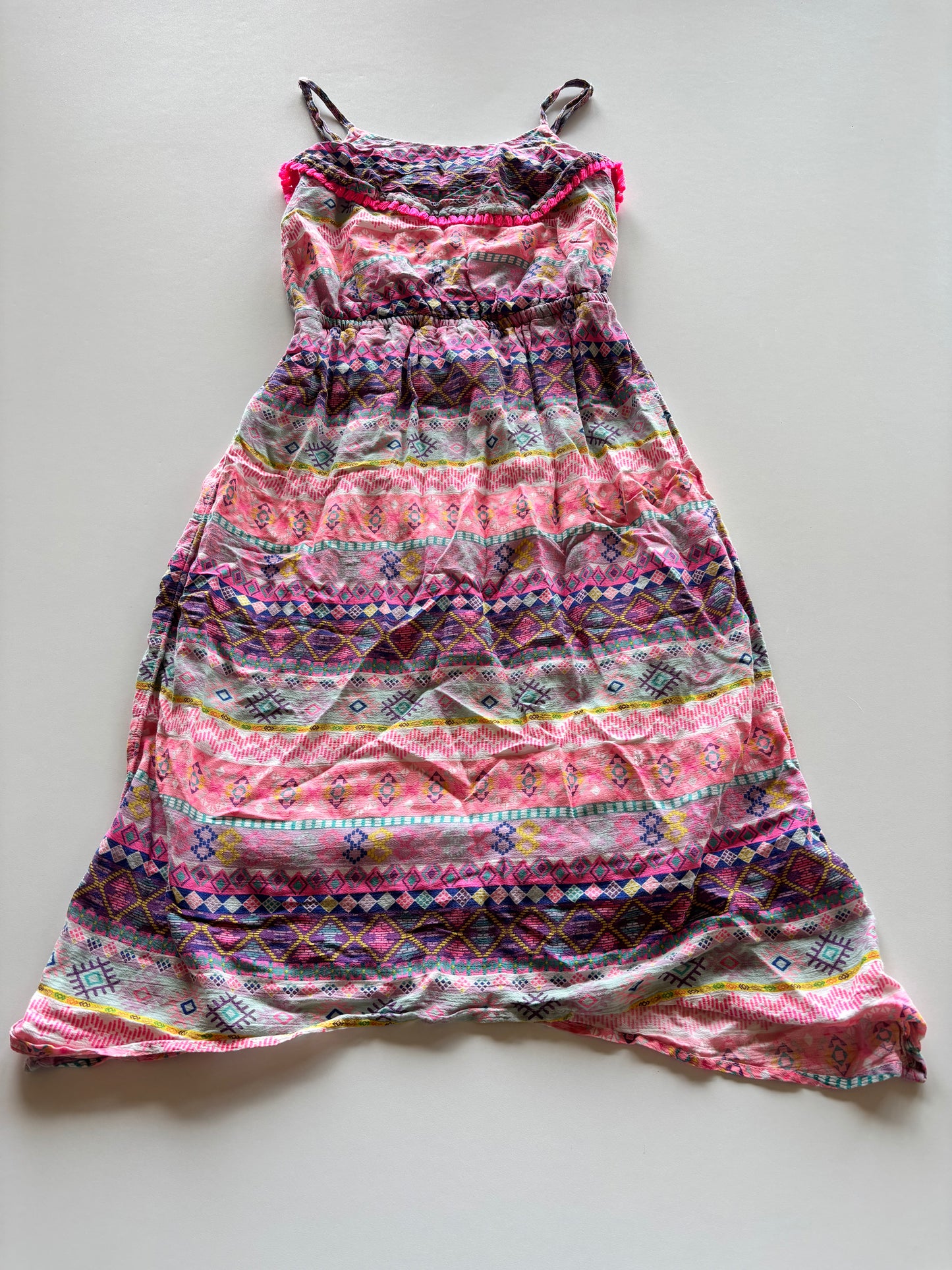Bright Pink Patterned Midi Dress