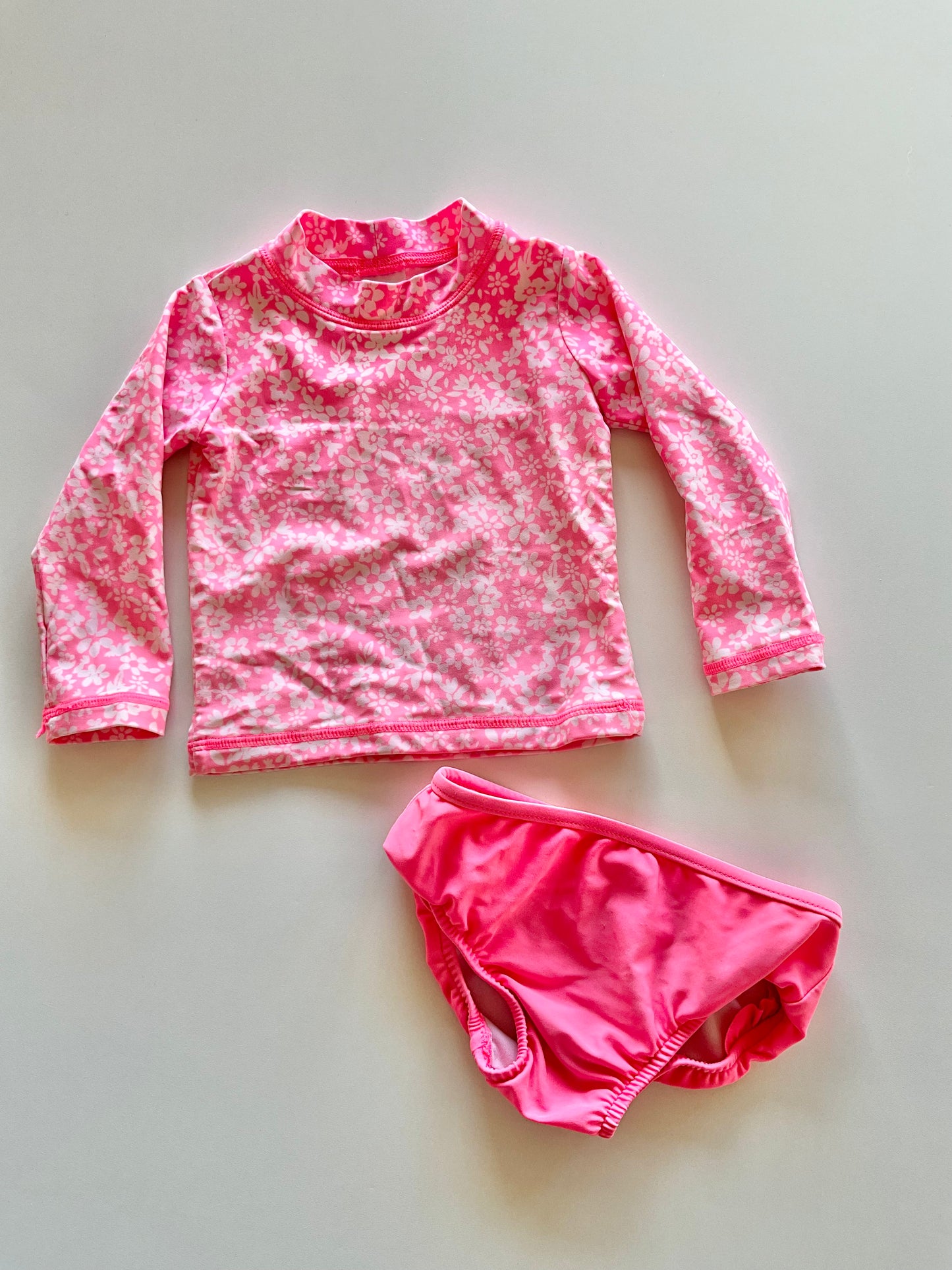 2pc Neon Floral Rashguard and Bottoms