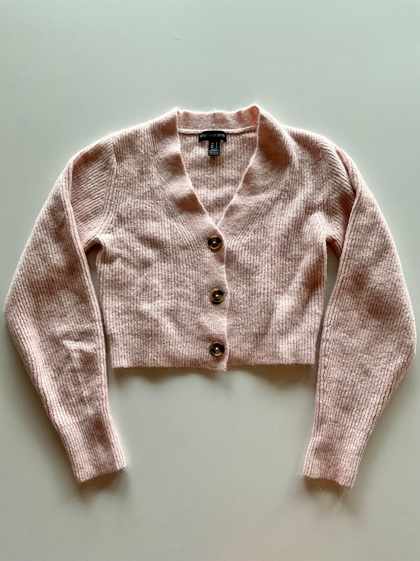 Pink Cropped Cardigan