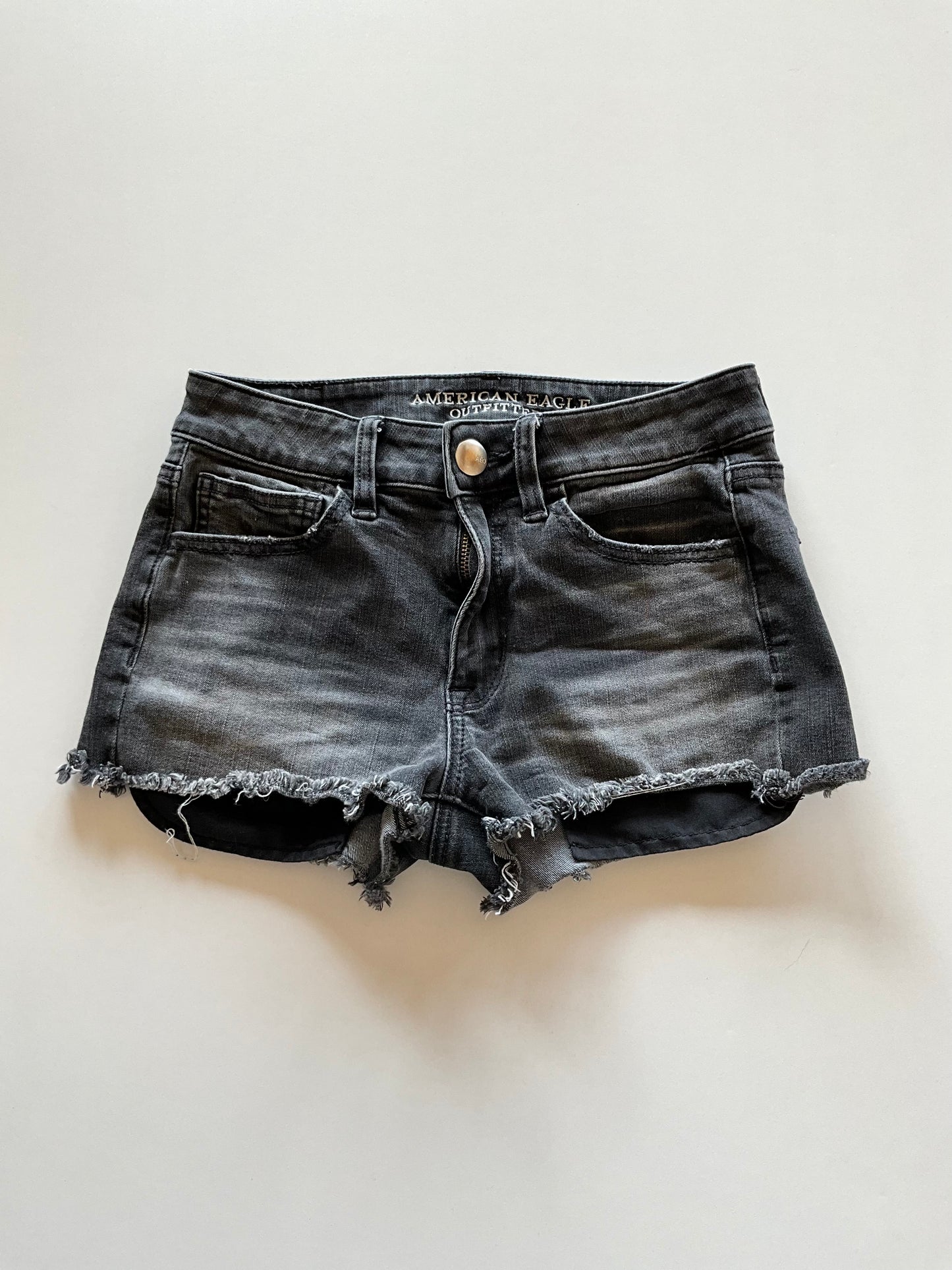 Faded Black Denim Shorts