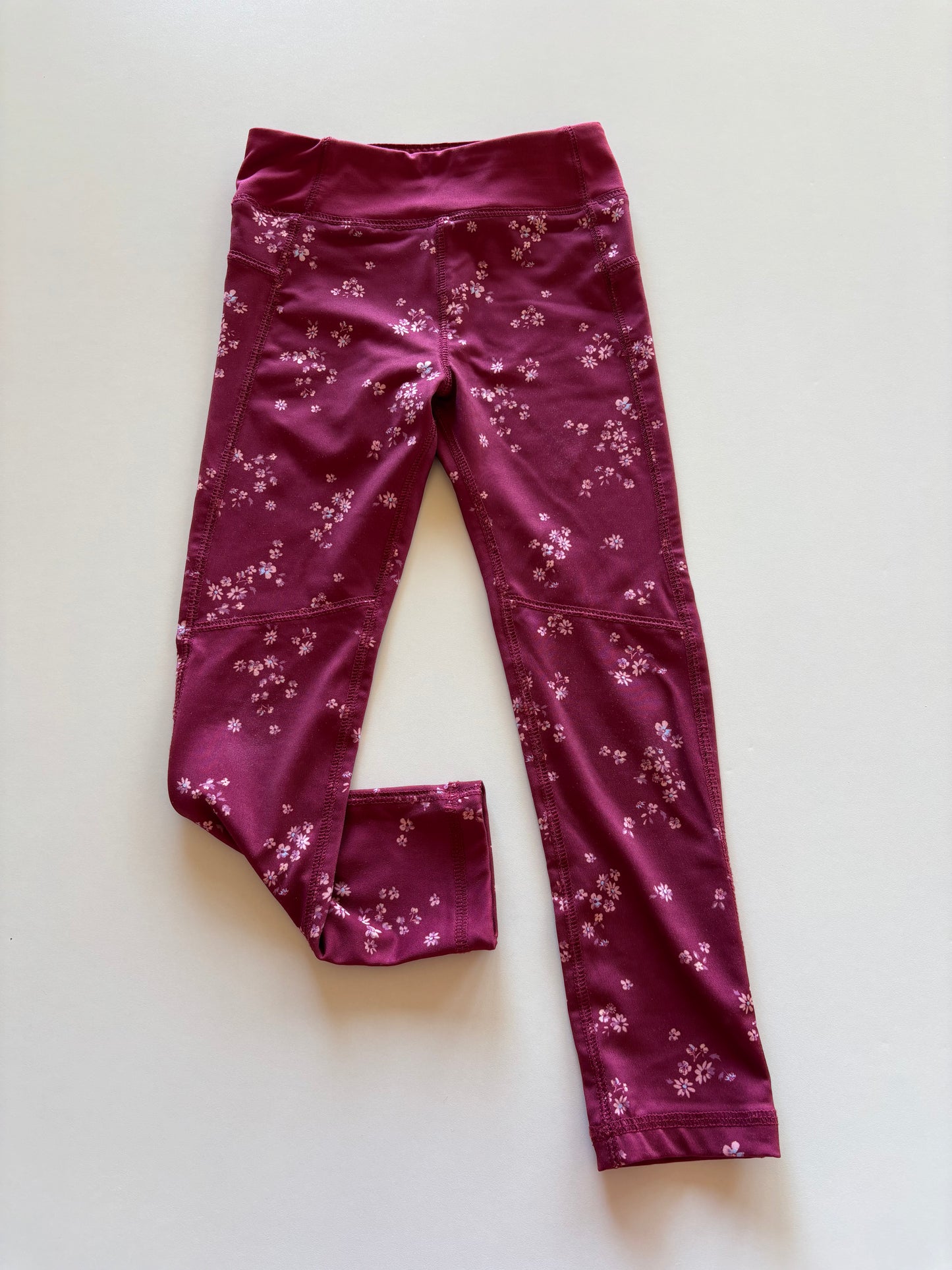 Maroon Floral Athletic Leggings