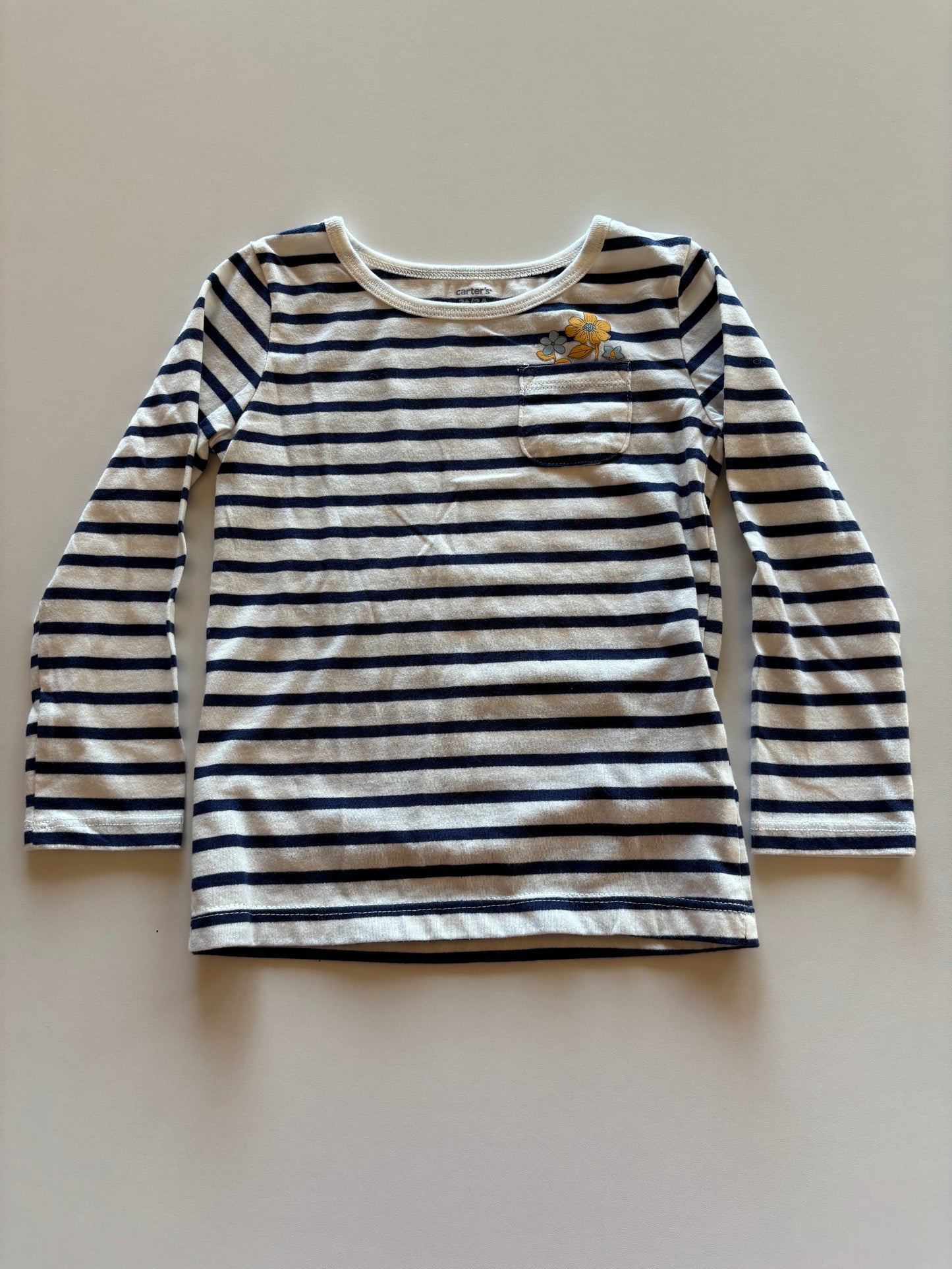 Striped Flower Pocket Shirt