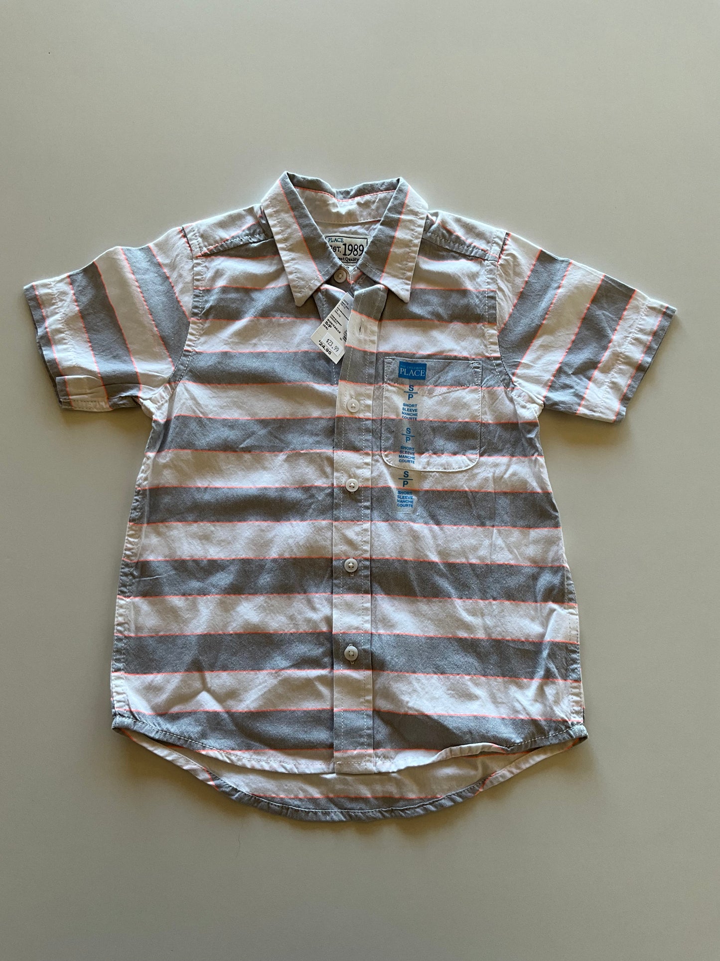 BNWT Grey, White, & Orange Button Up