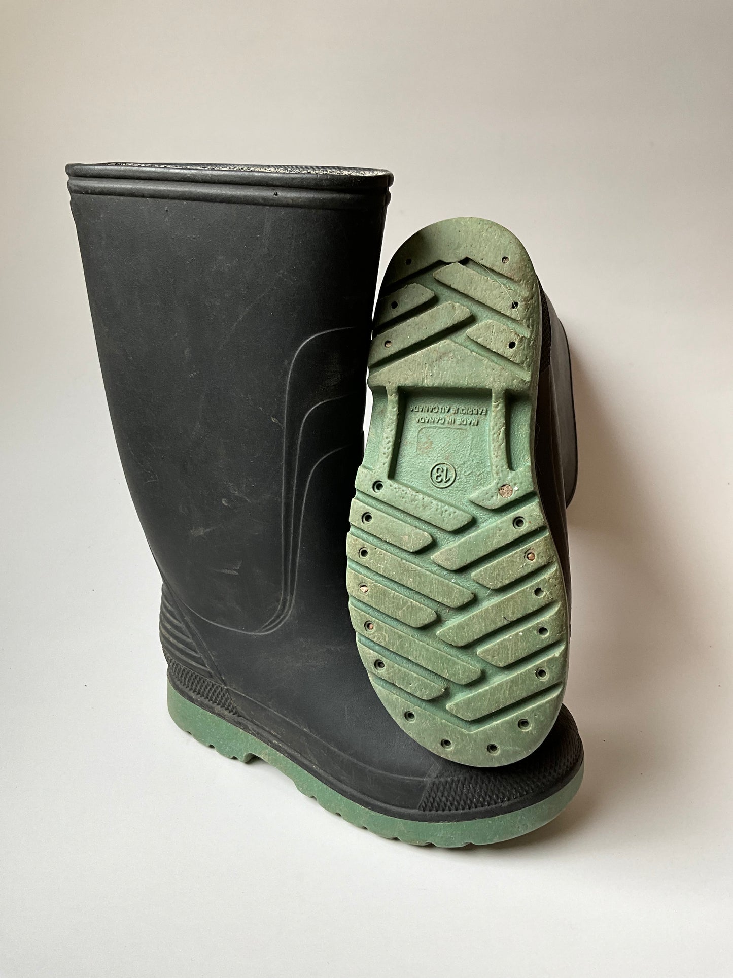 Black & Green Rubber Boots