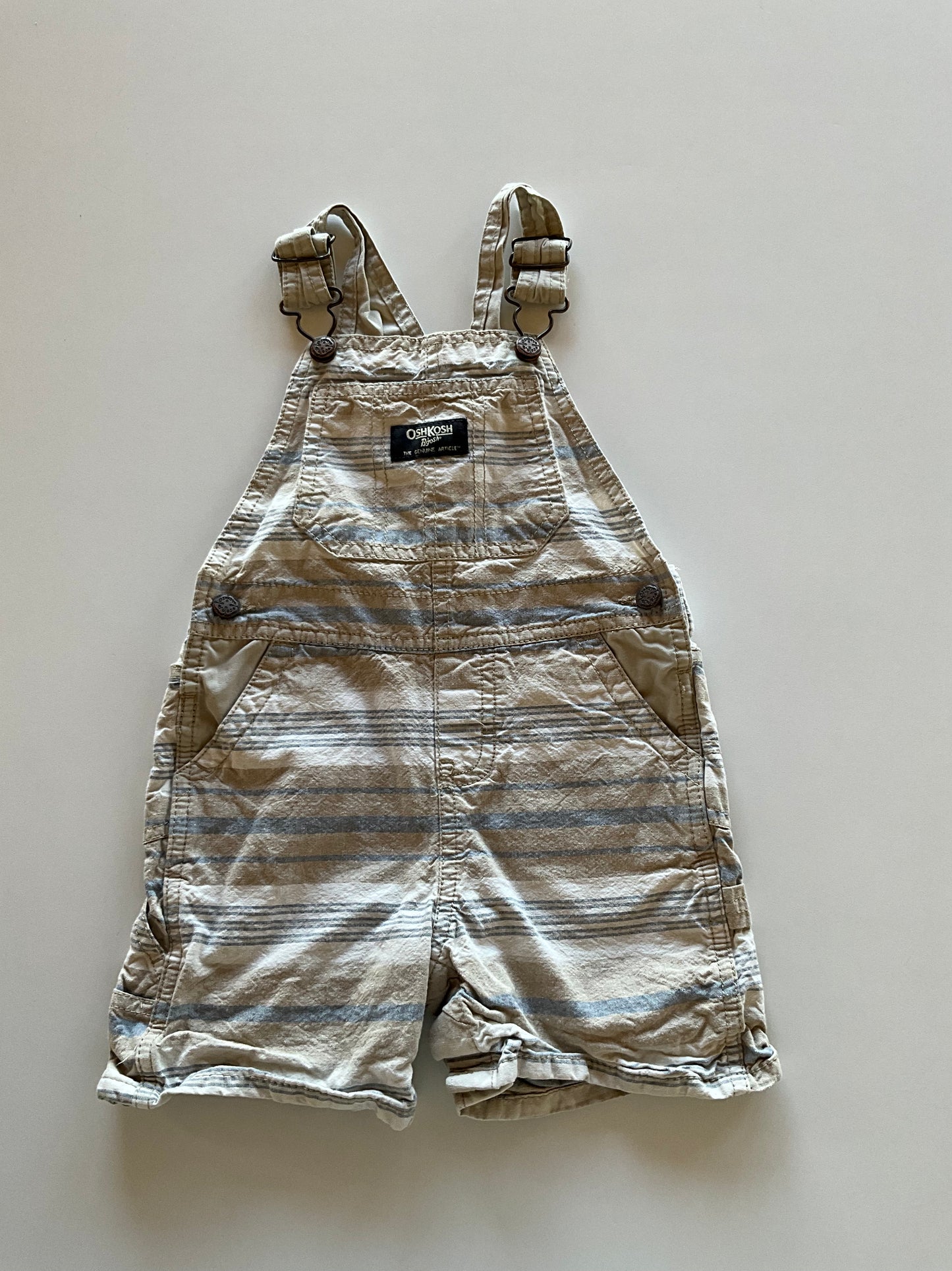 Taupe Striped Overall Shorts