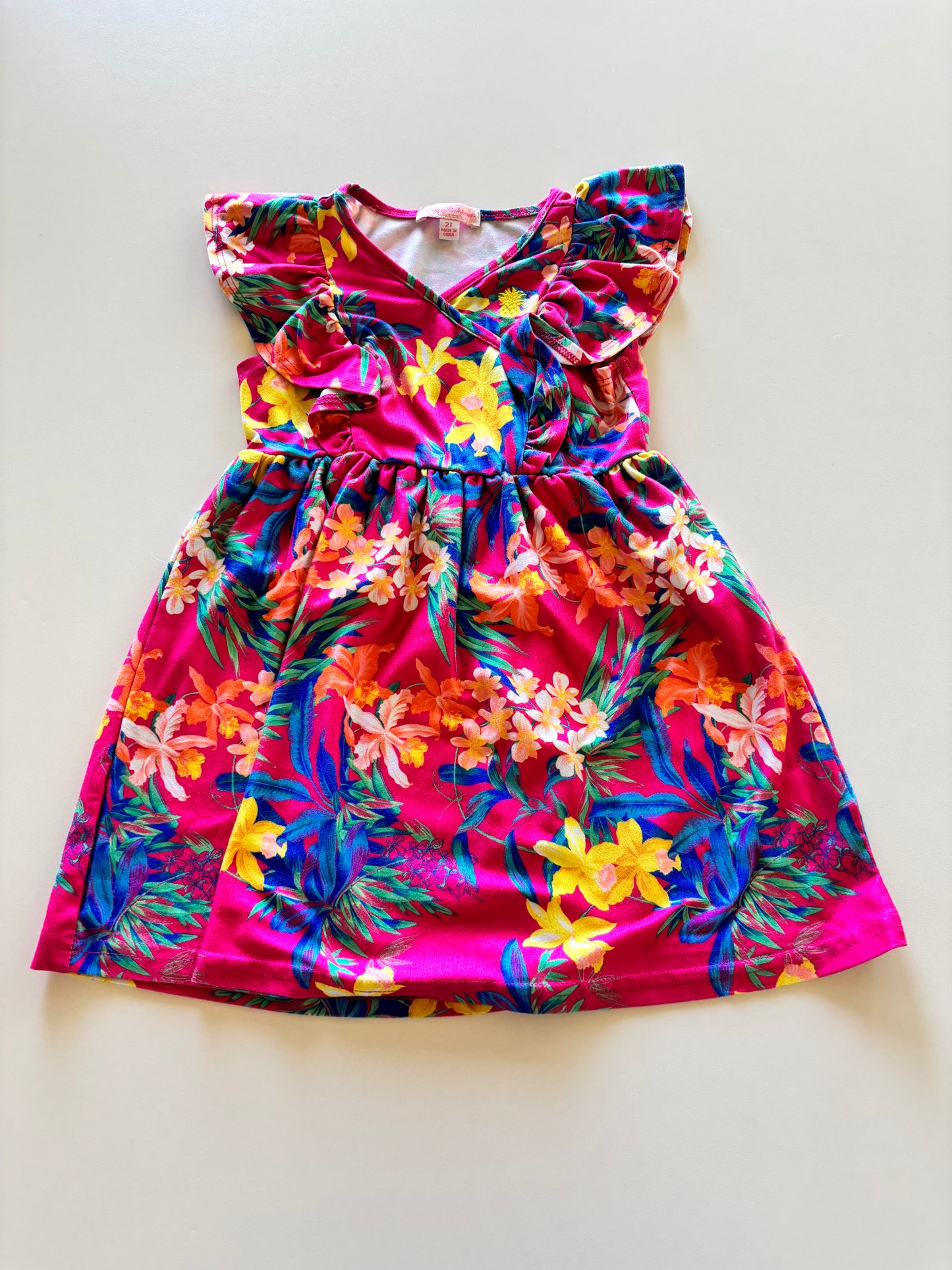 Pink Tropical Floral Dress