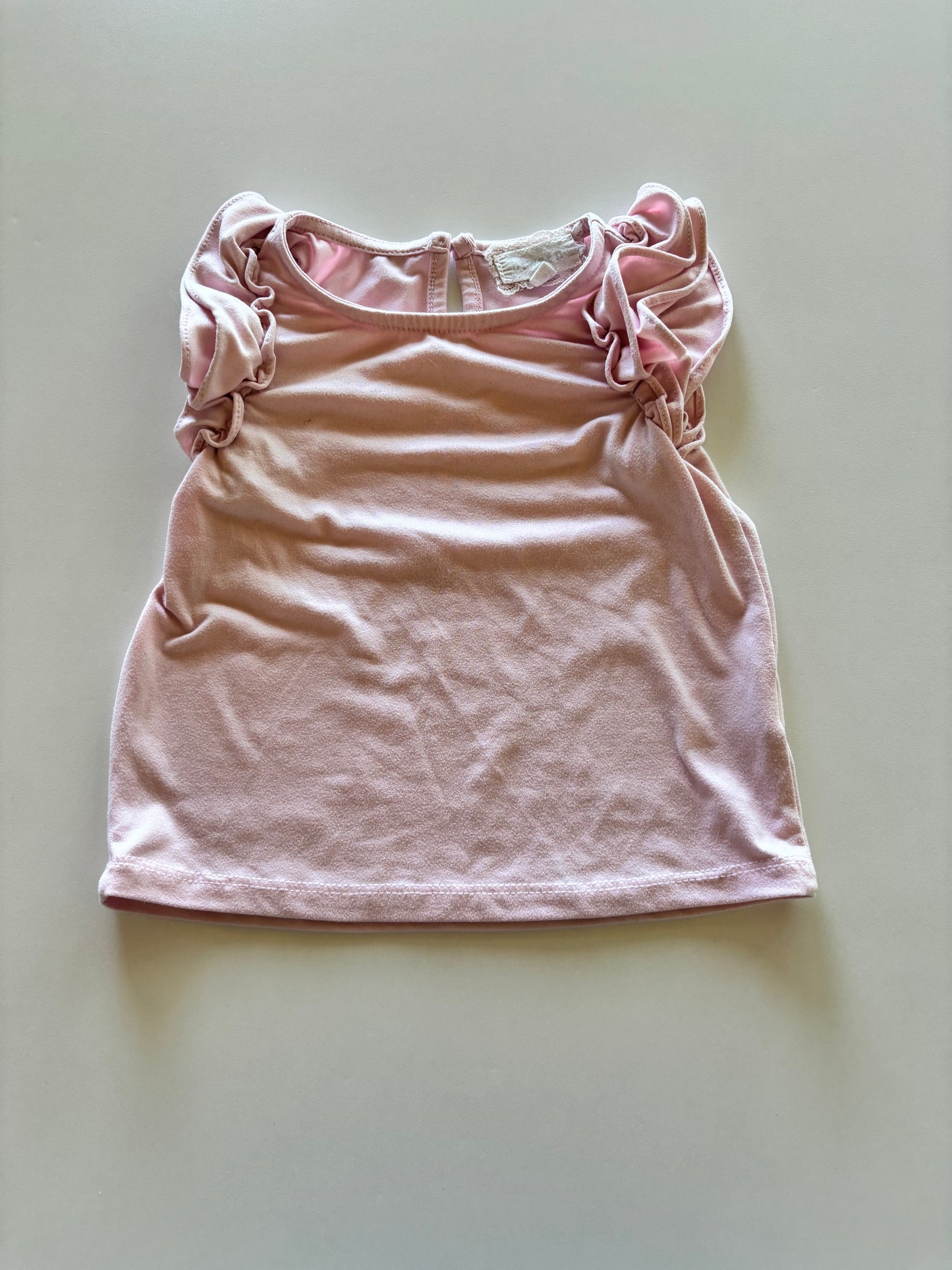 Pink Ruffle Shoulder Tank