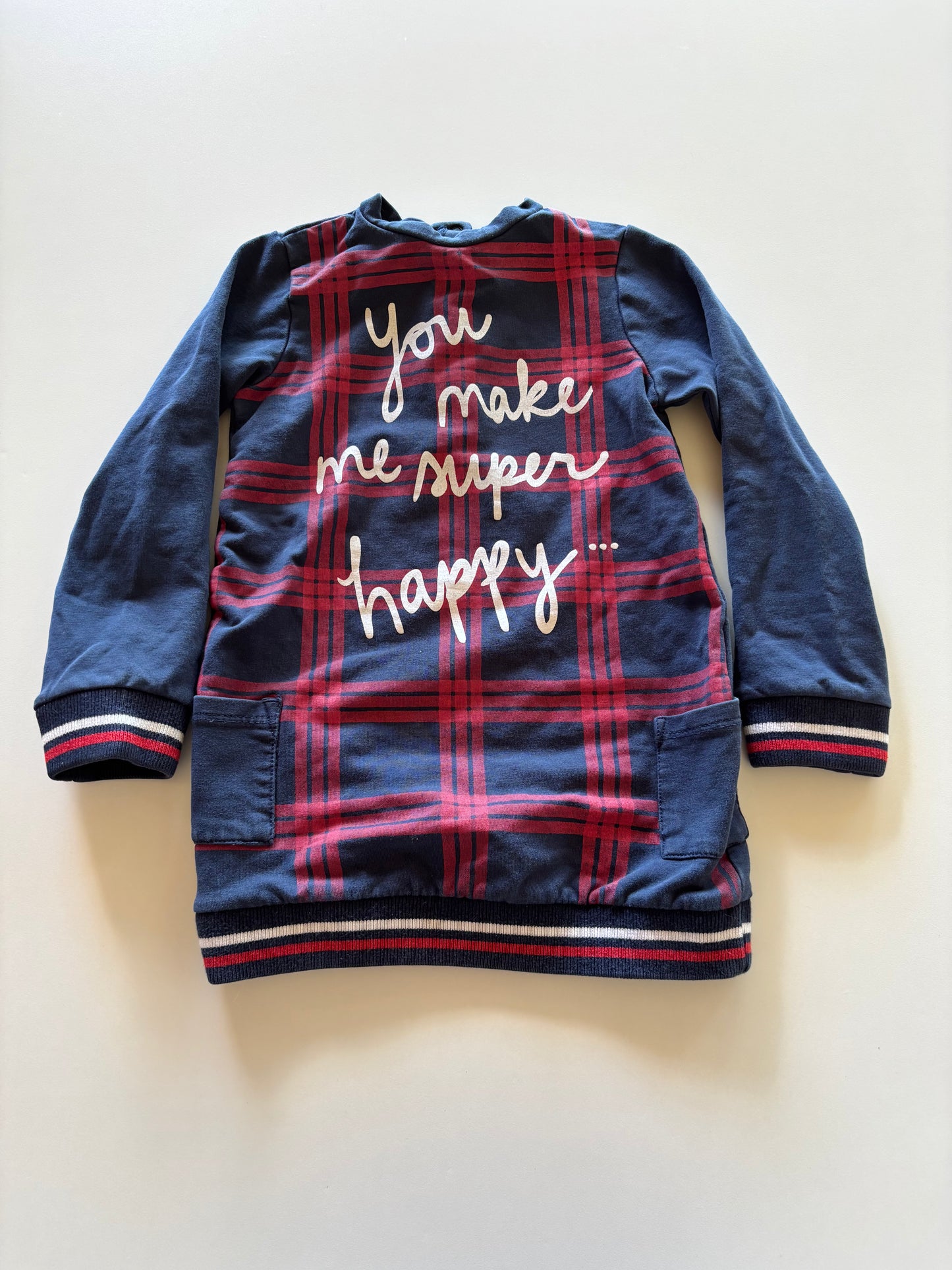 Navy Plaid You Make Me Happy Dress