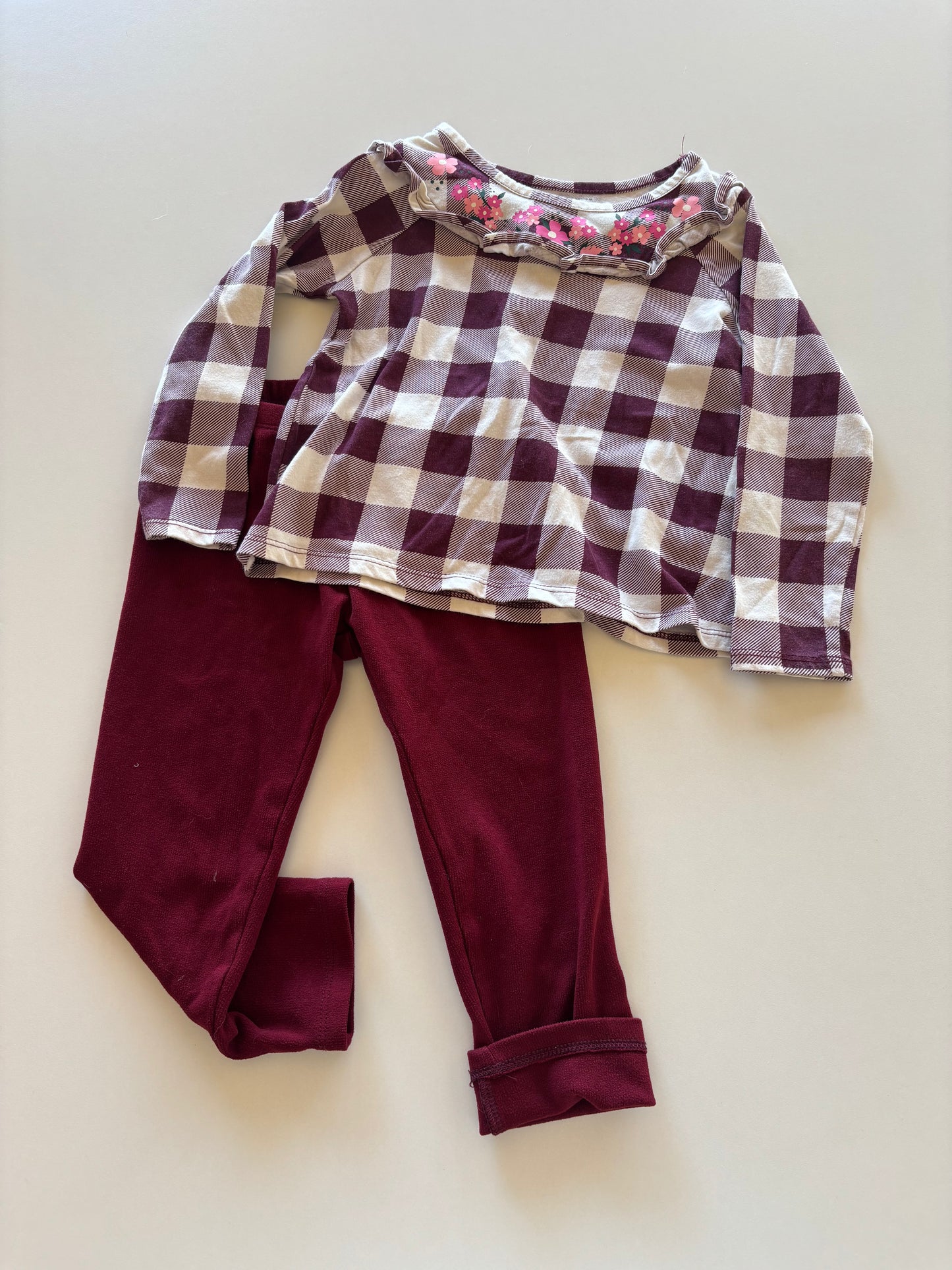 2pc Burgundy Plaid Set