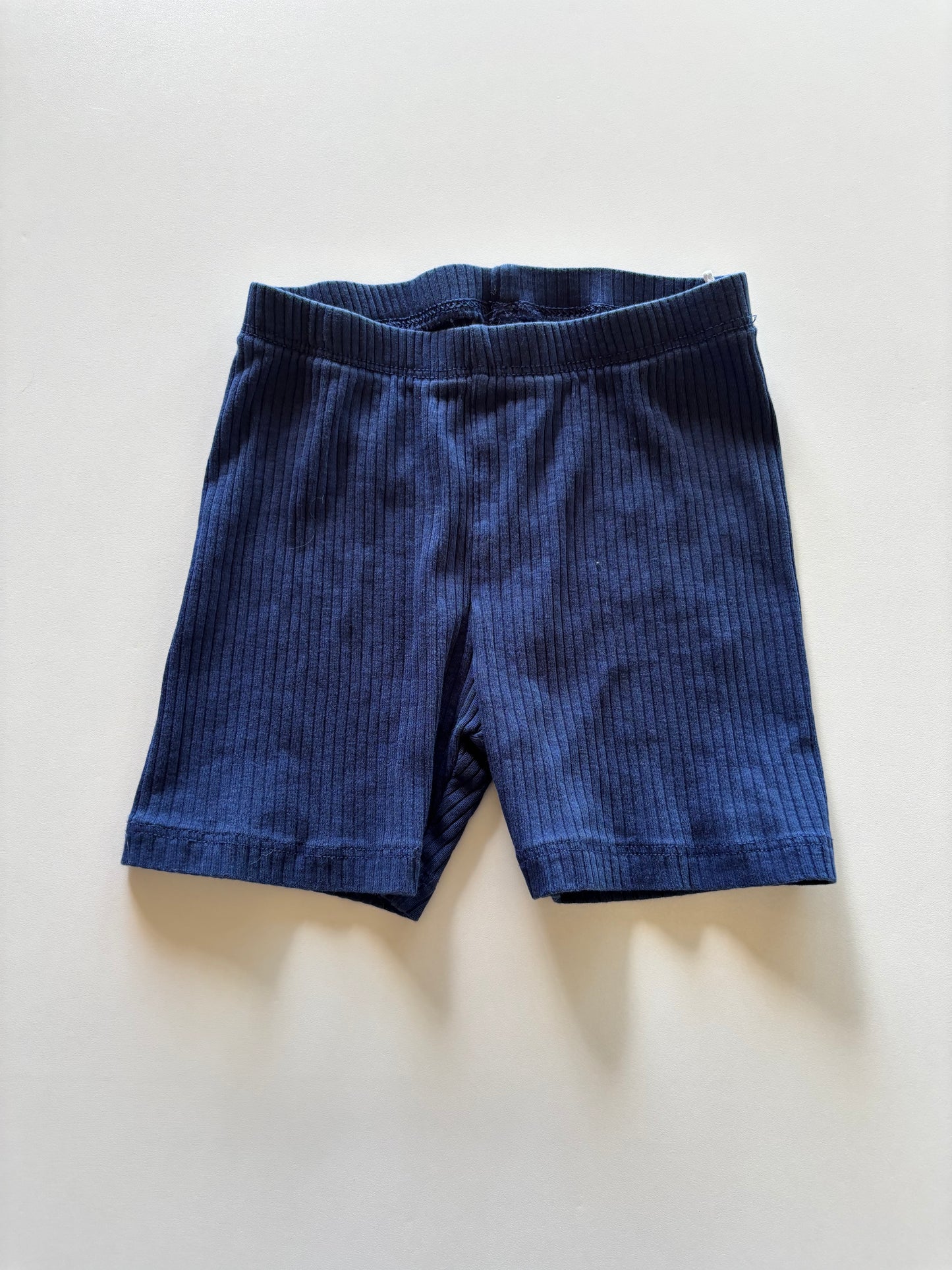 Navy Ribbed Biker Shorts
