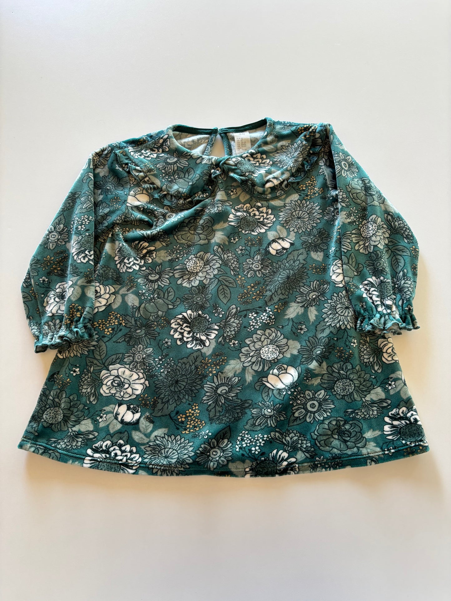 Green Velour Floral Dress