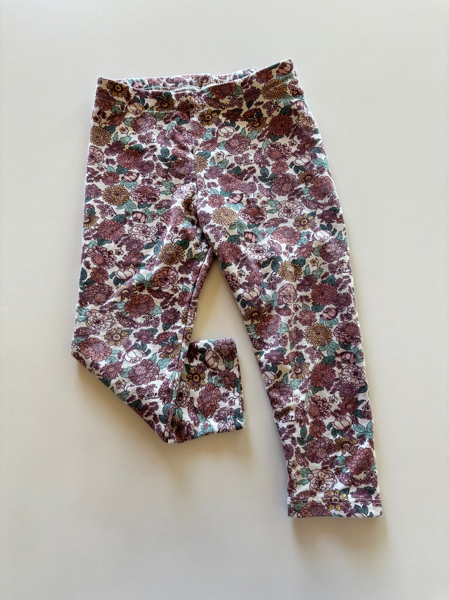 Maroon Floral Leggings