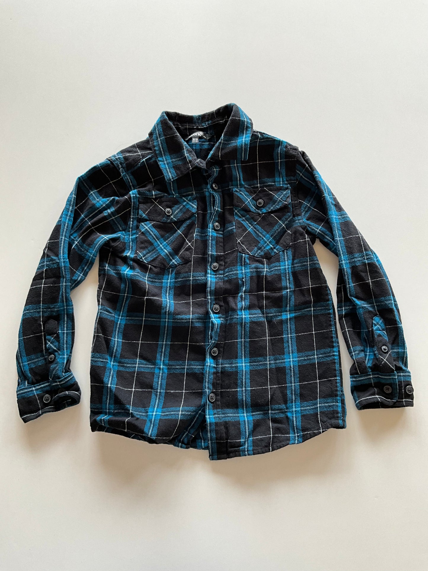 Black & Turquoise Flannel Plaid