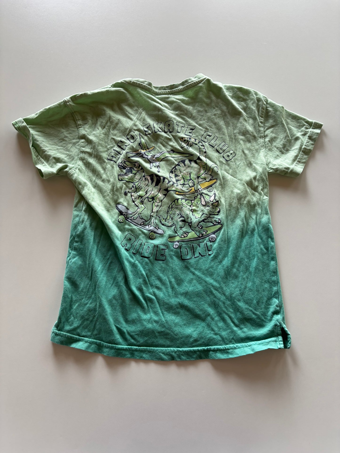 Teal Ombre Skateboarding Dino Tee