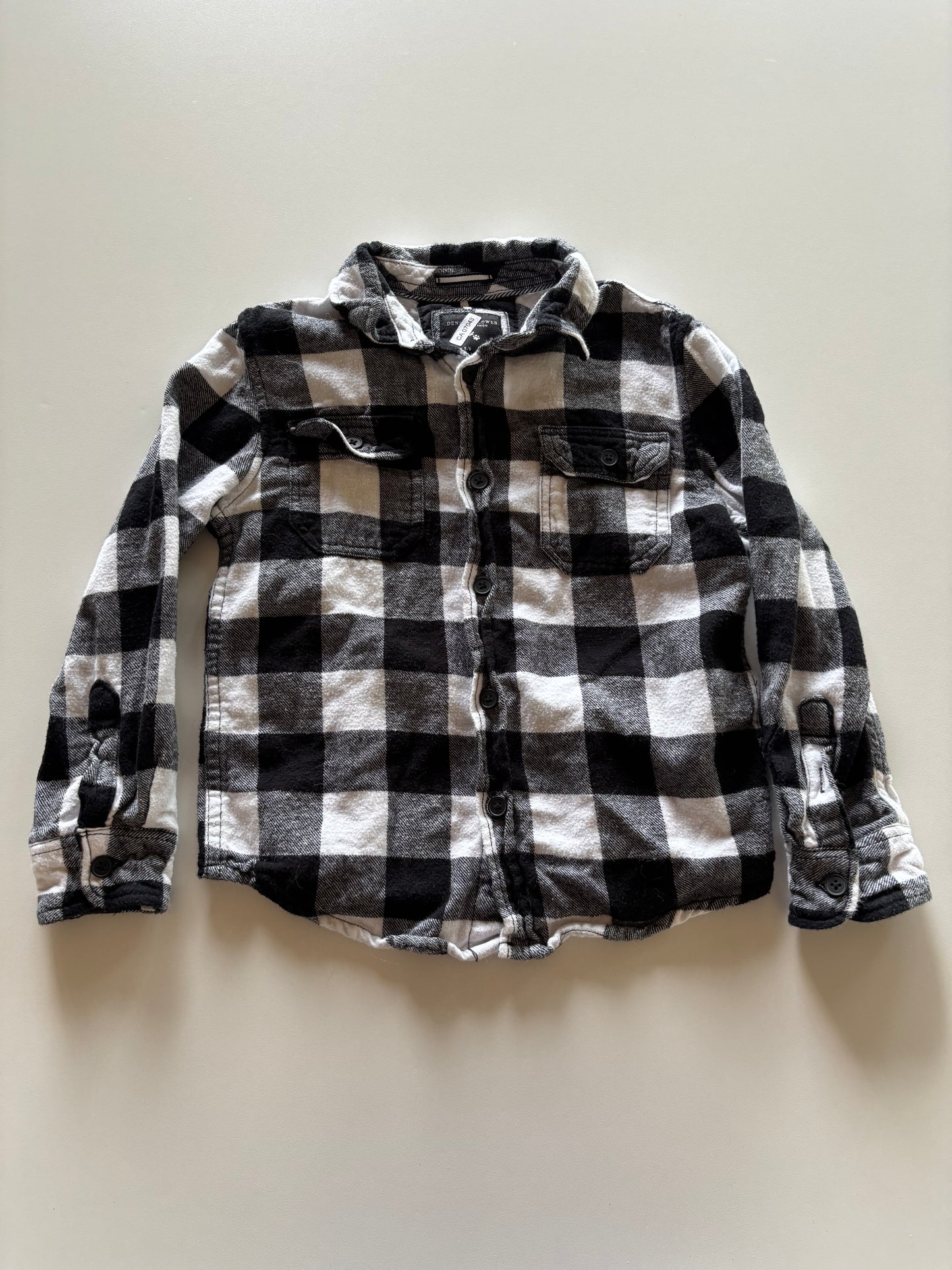 Black & White Plaid Flannel Shirt