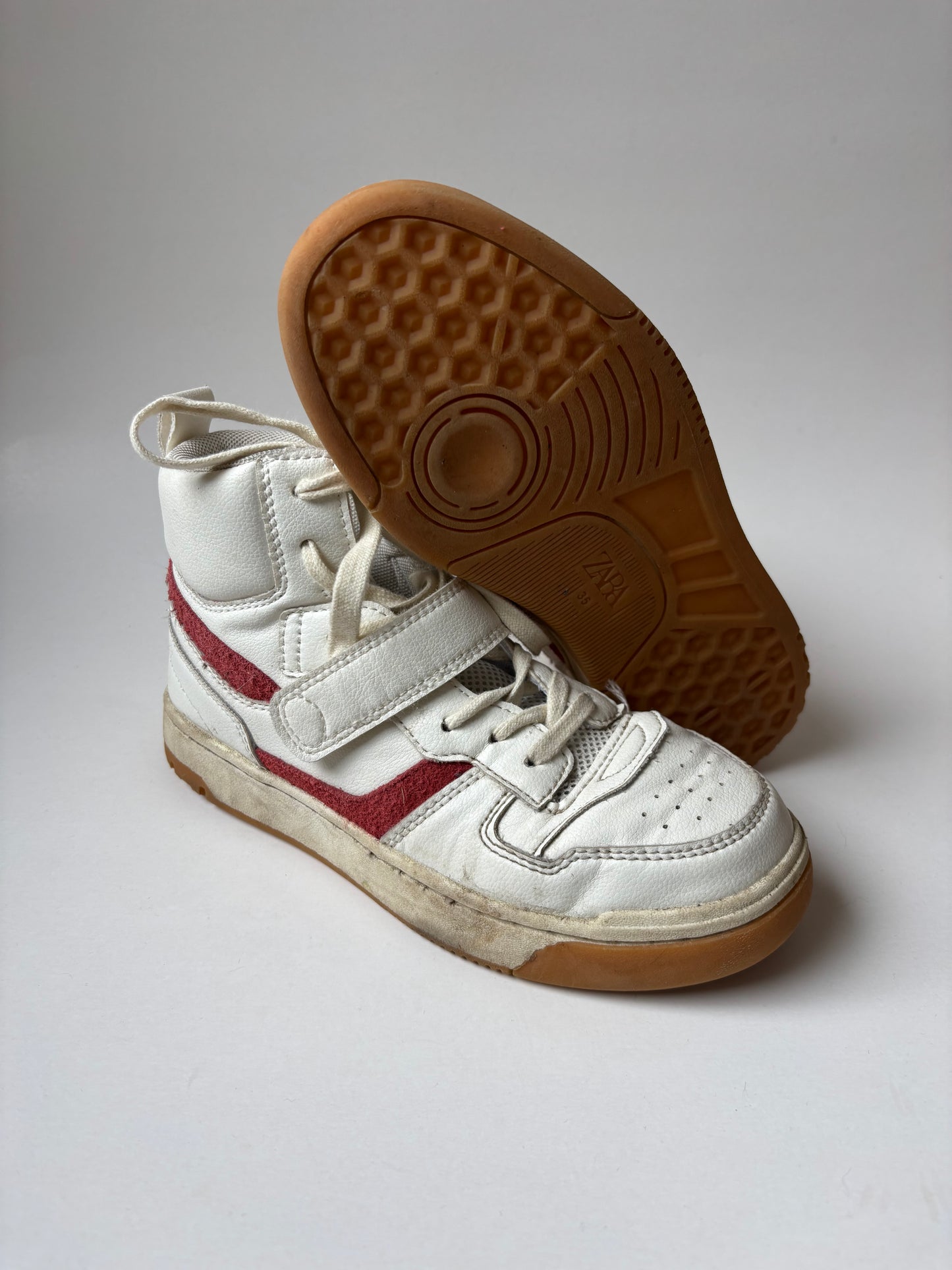 White & Red High Top Sneakers