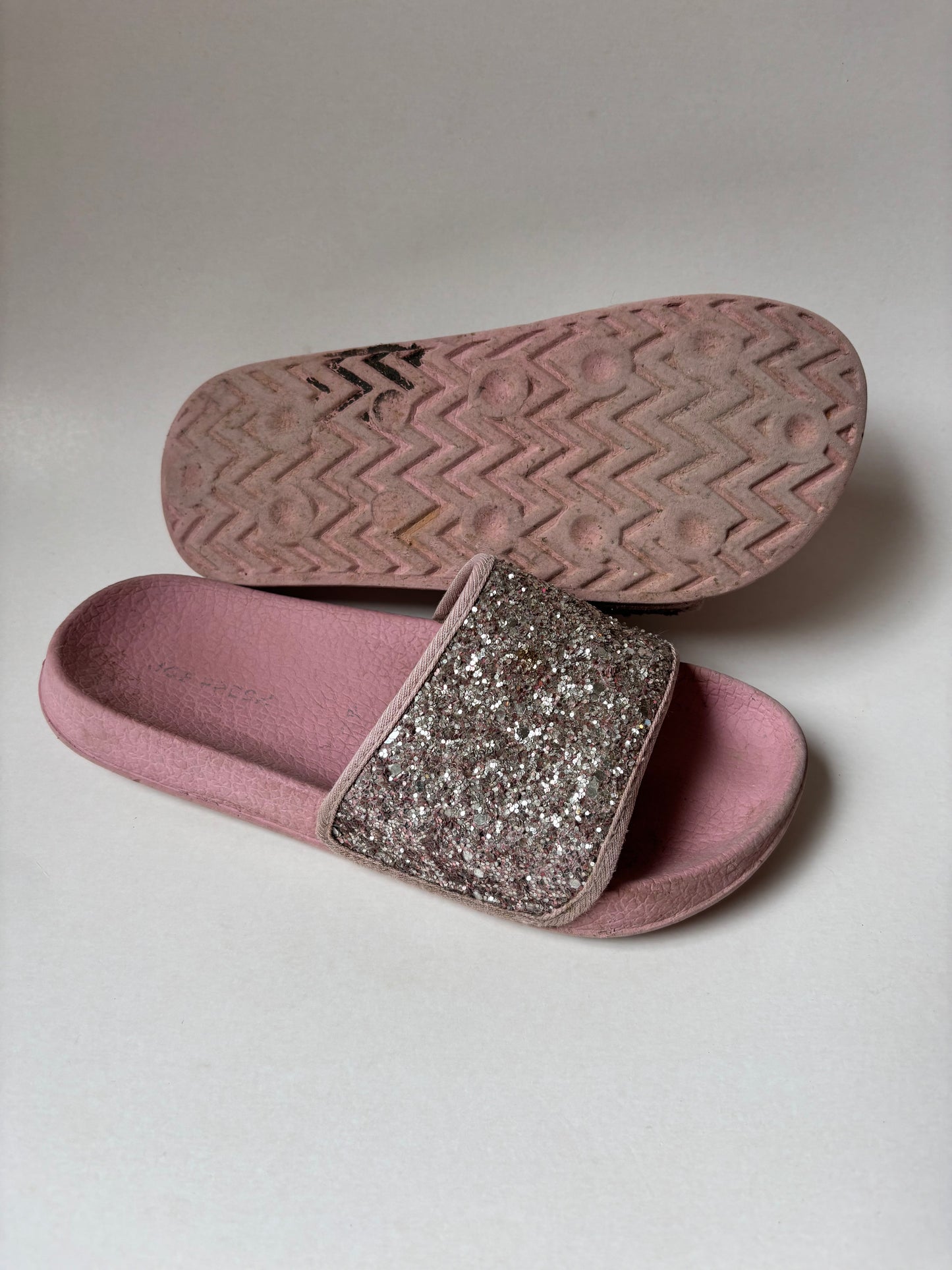 Silver Glitter & Pink Slides