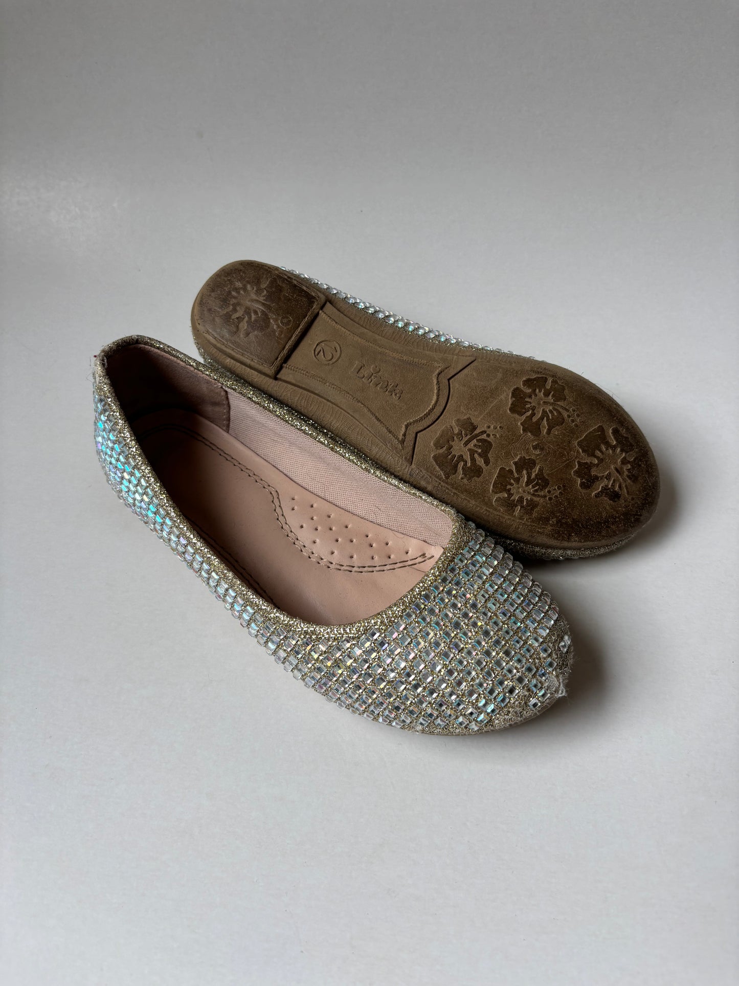 Gold & Iridescent Rhinestone Flats