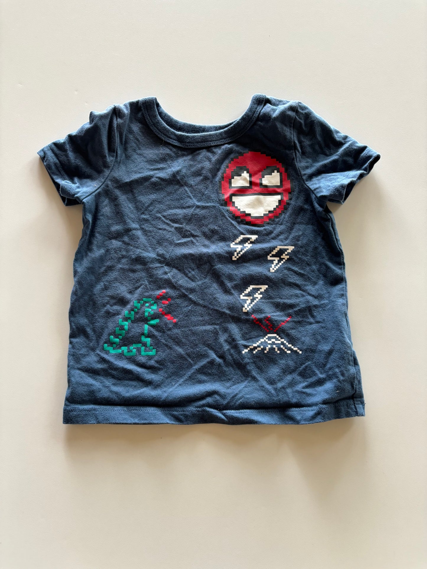 Blue Pixelated Dino Scene Tee