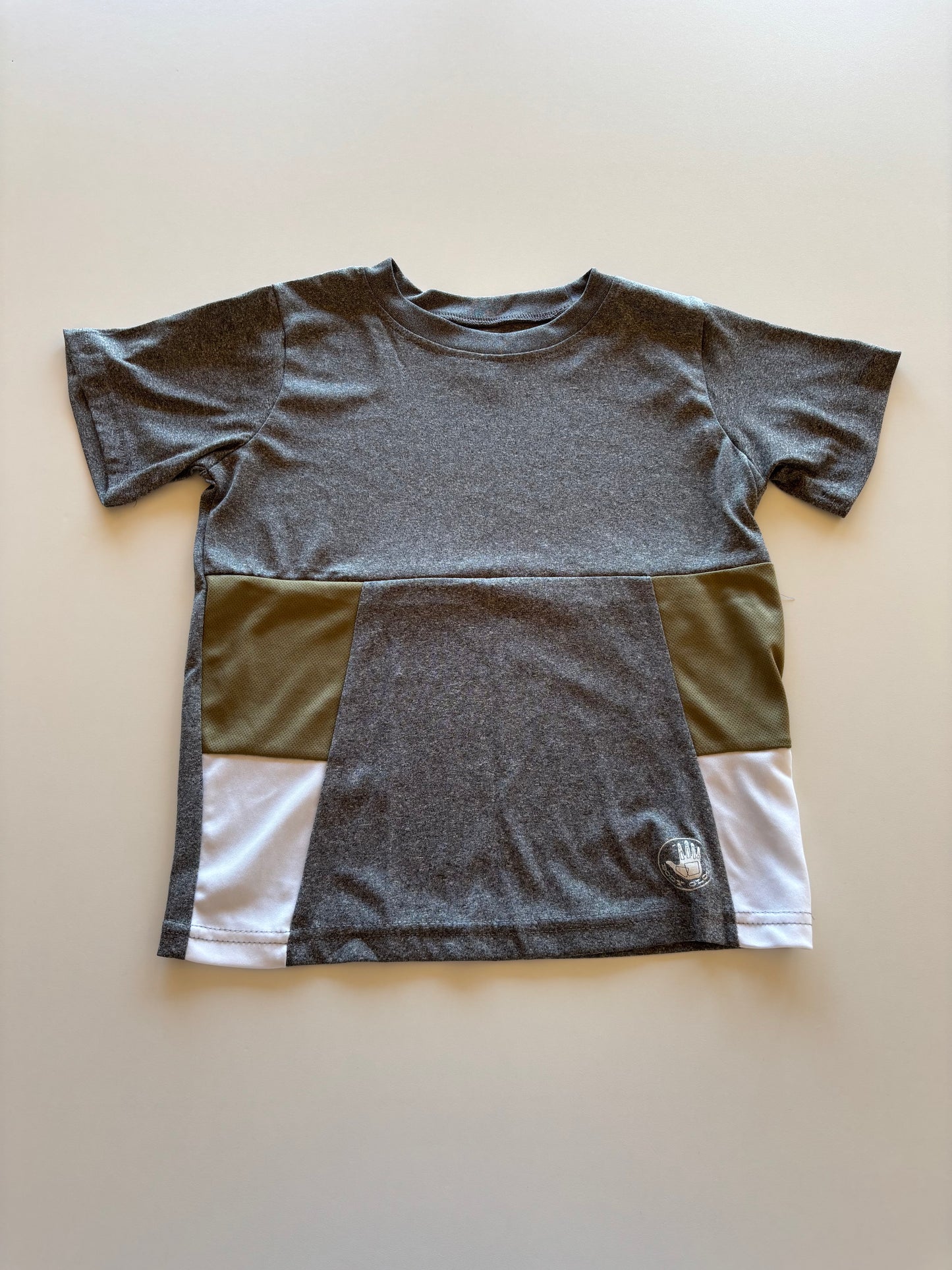 Grey & Olive Colourblock Athletic Tee