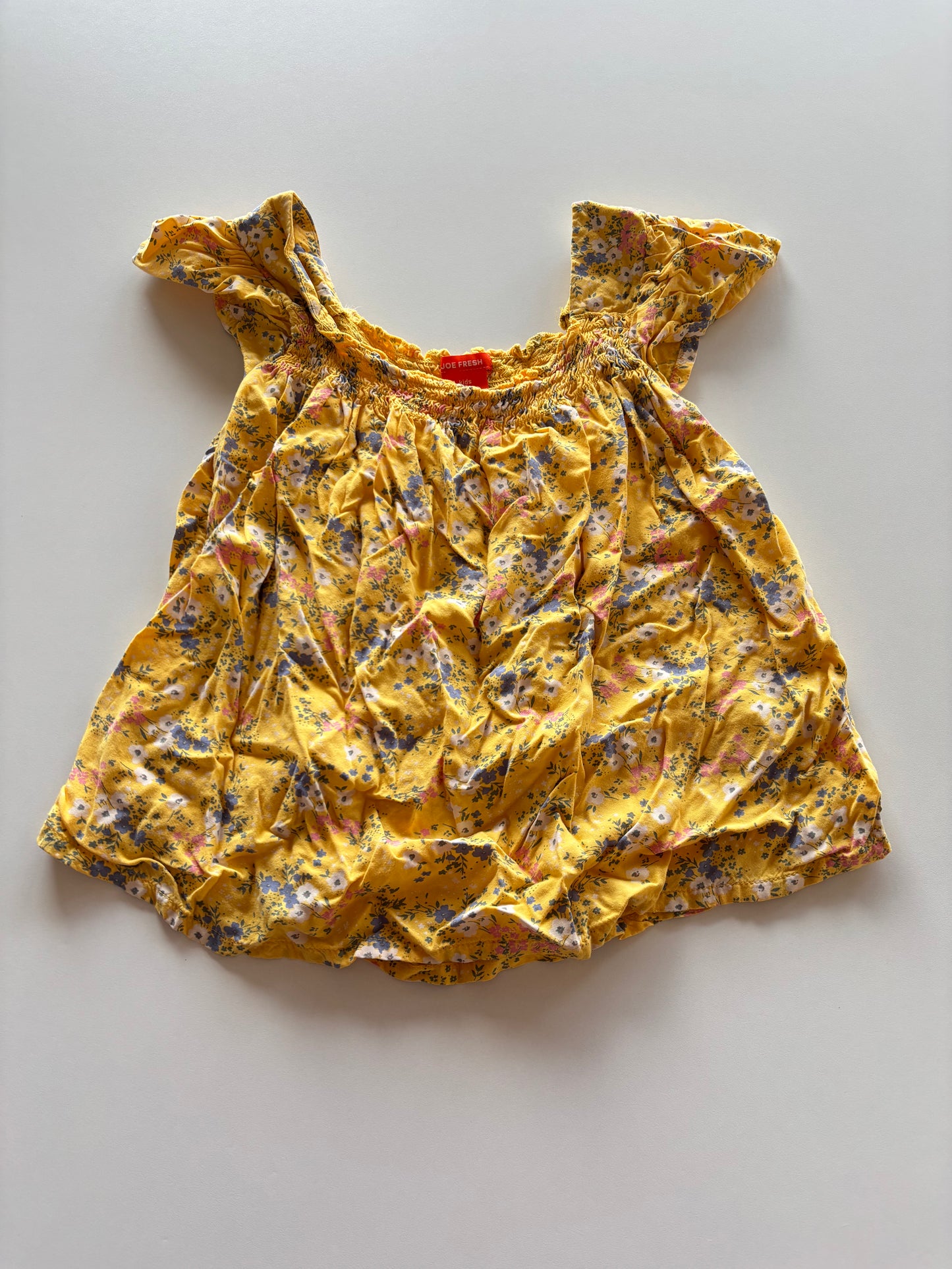 Yellow Floral Smocked Shirt