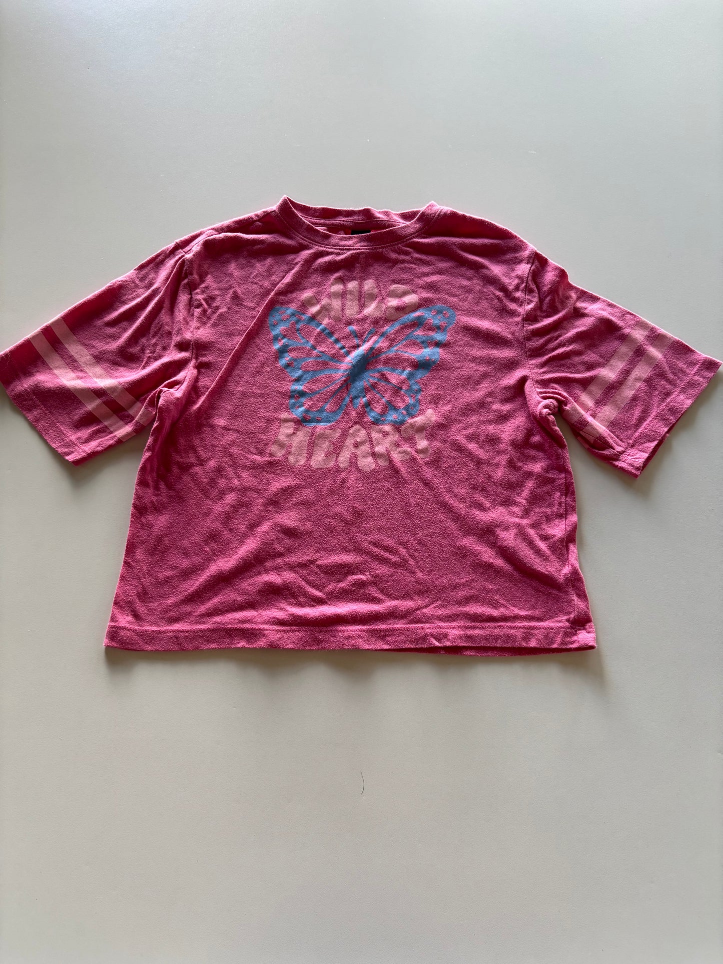 Pink Cropped Butterfly Tee