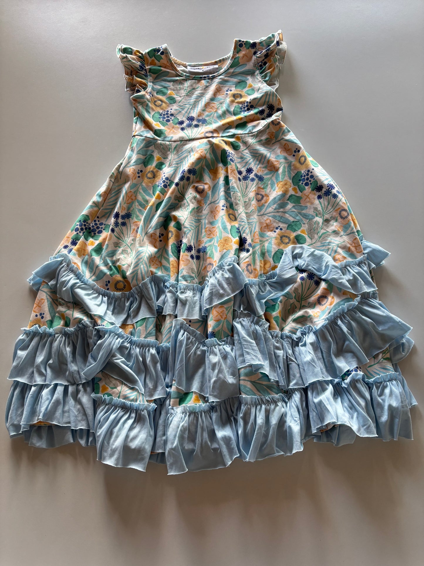 Yellow & Blue Floral Maxi Dress