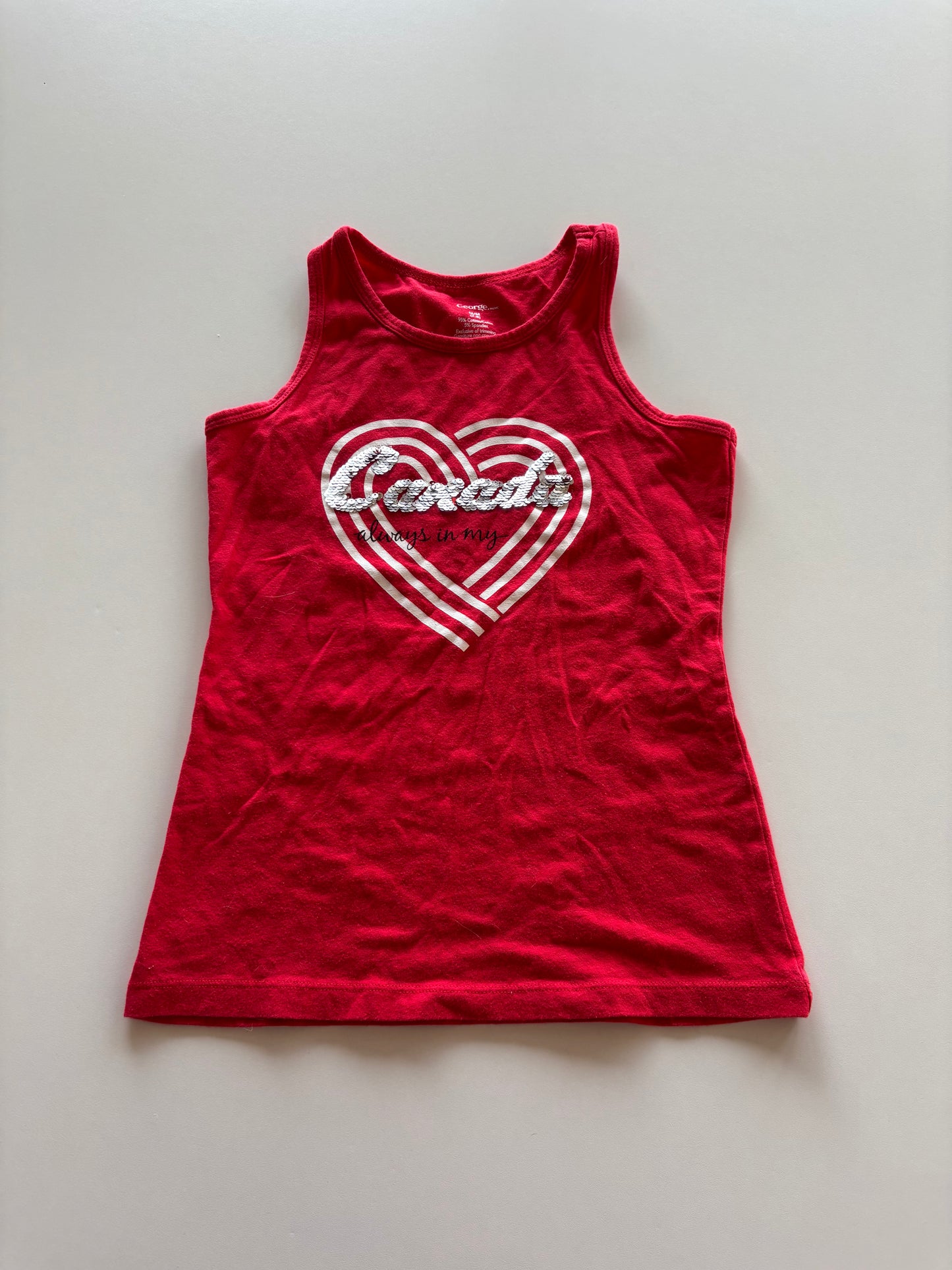 Red Canada Flip Sequin Tank