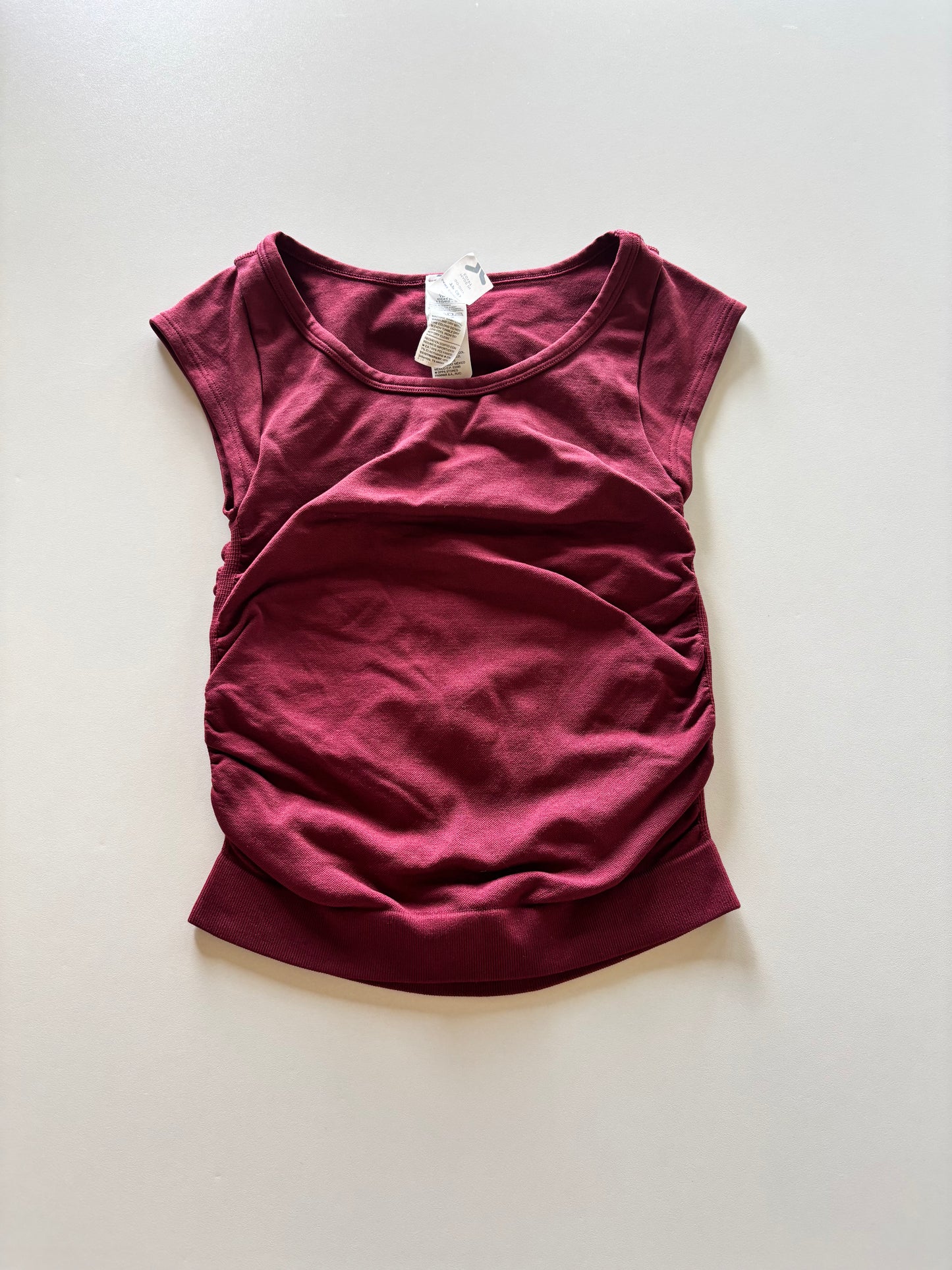Fitted Burgundy Ruched Tee