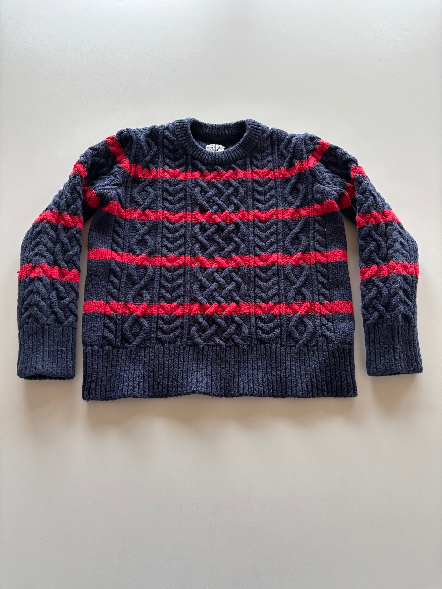Red & Navy Striped Knit Sweater