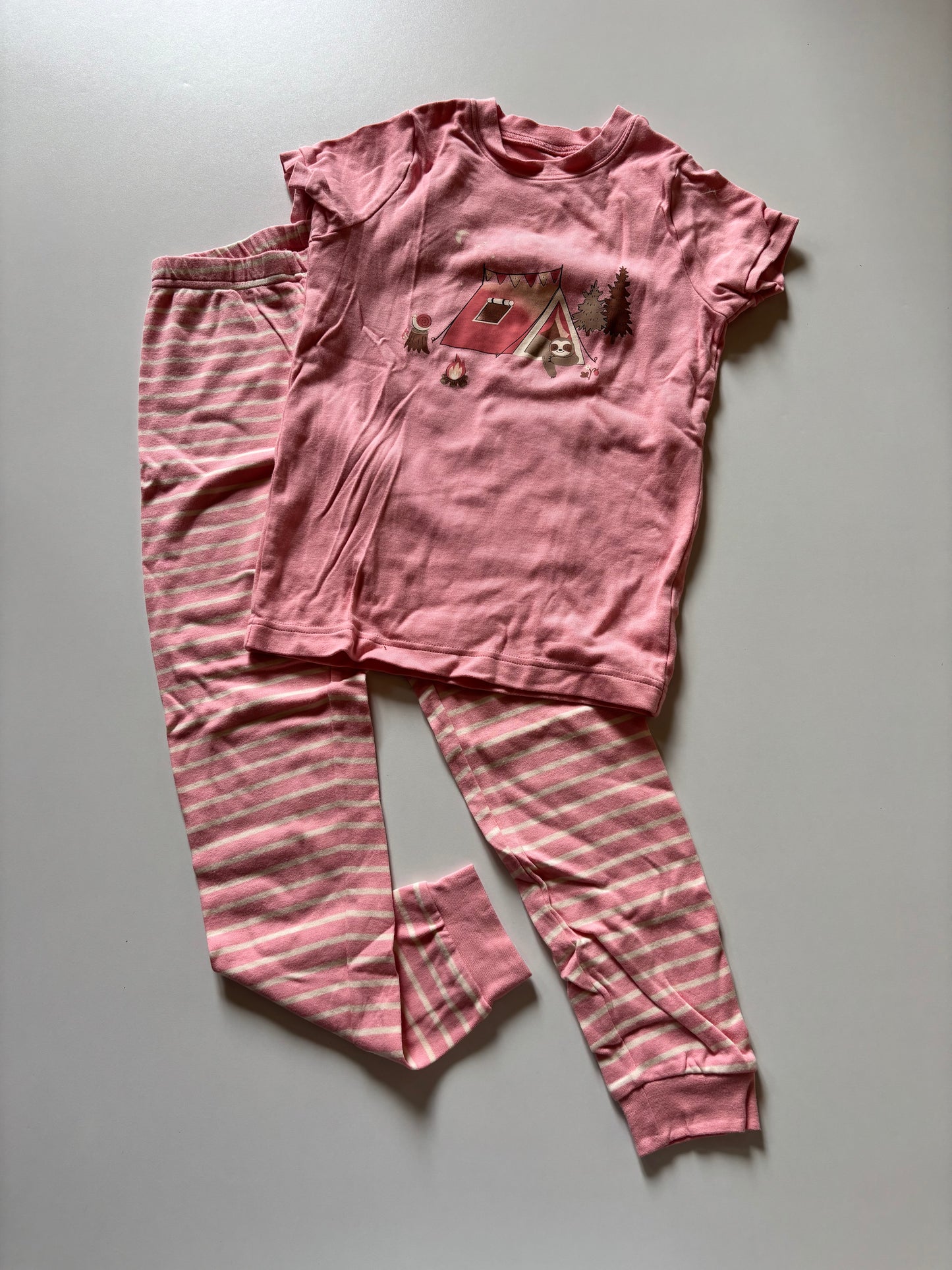 2pc Pink Camping Sloth Pajamas