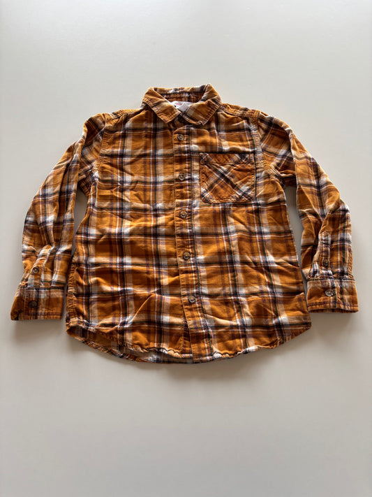 Brown & Orange Plaid Corduroy Shirt