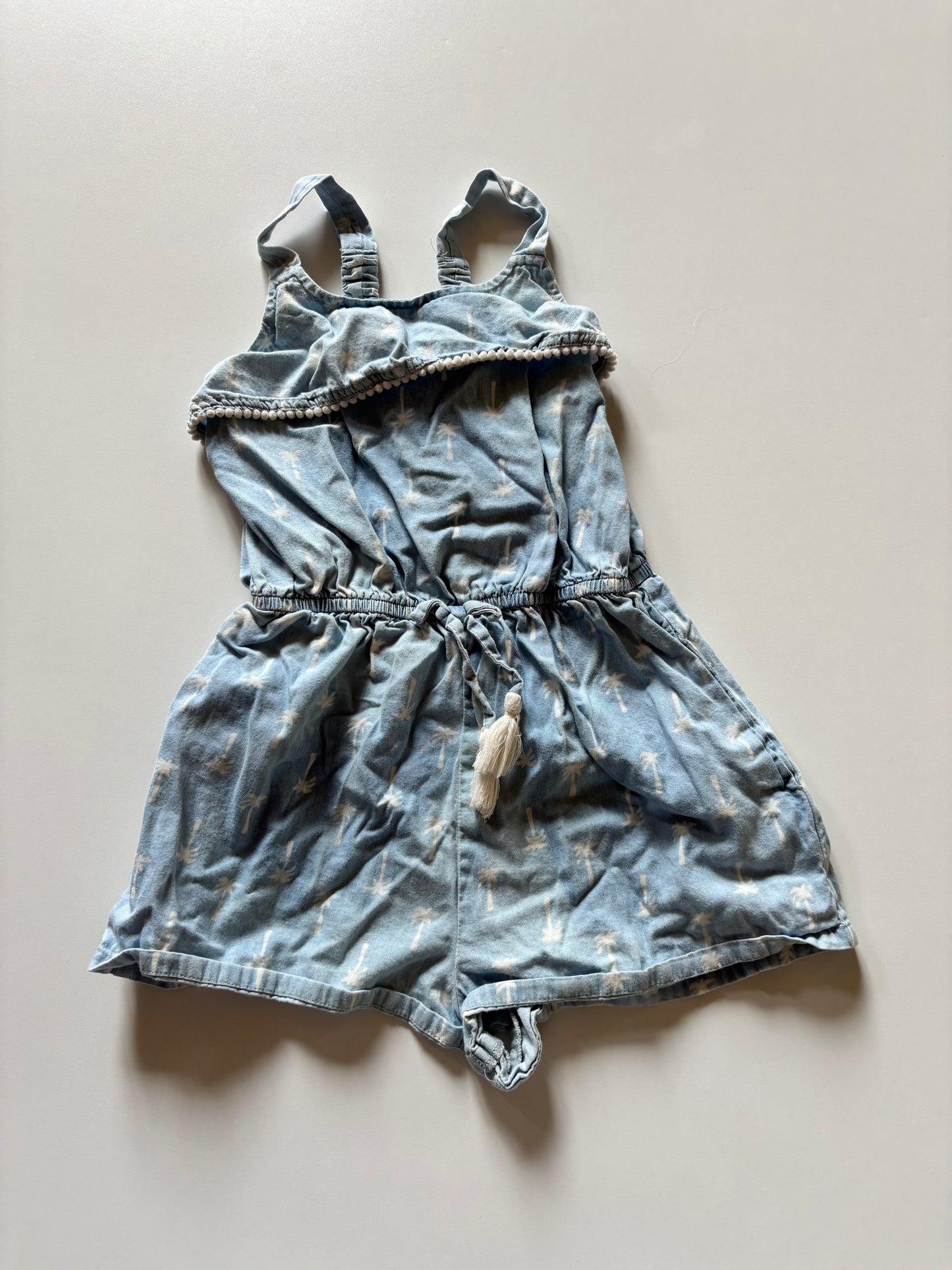 Palm Tree Chambray Romper