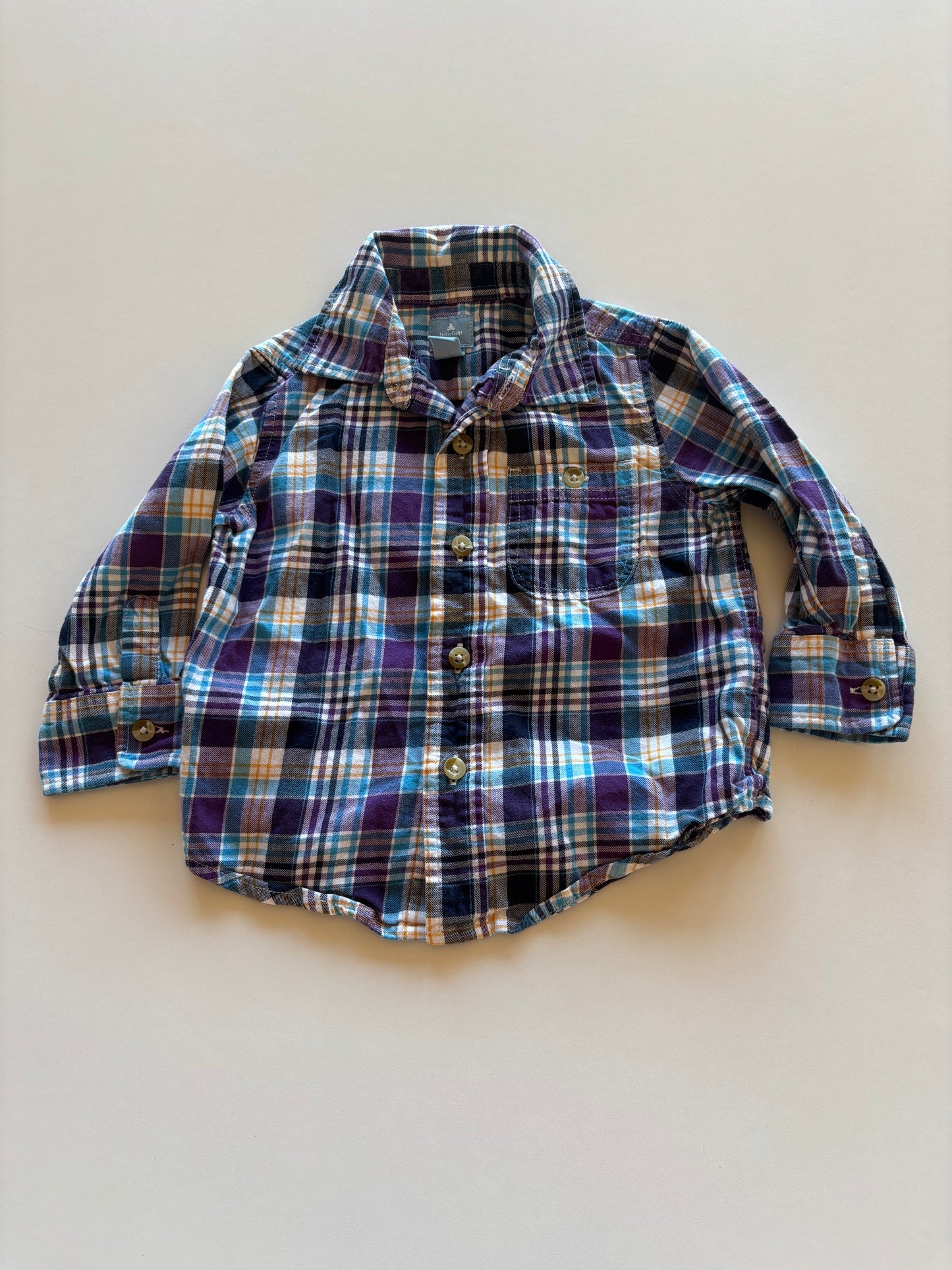 Purple Plaid Button Up Shirt