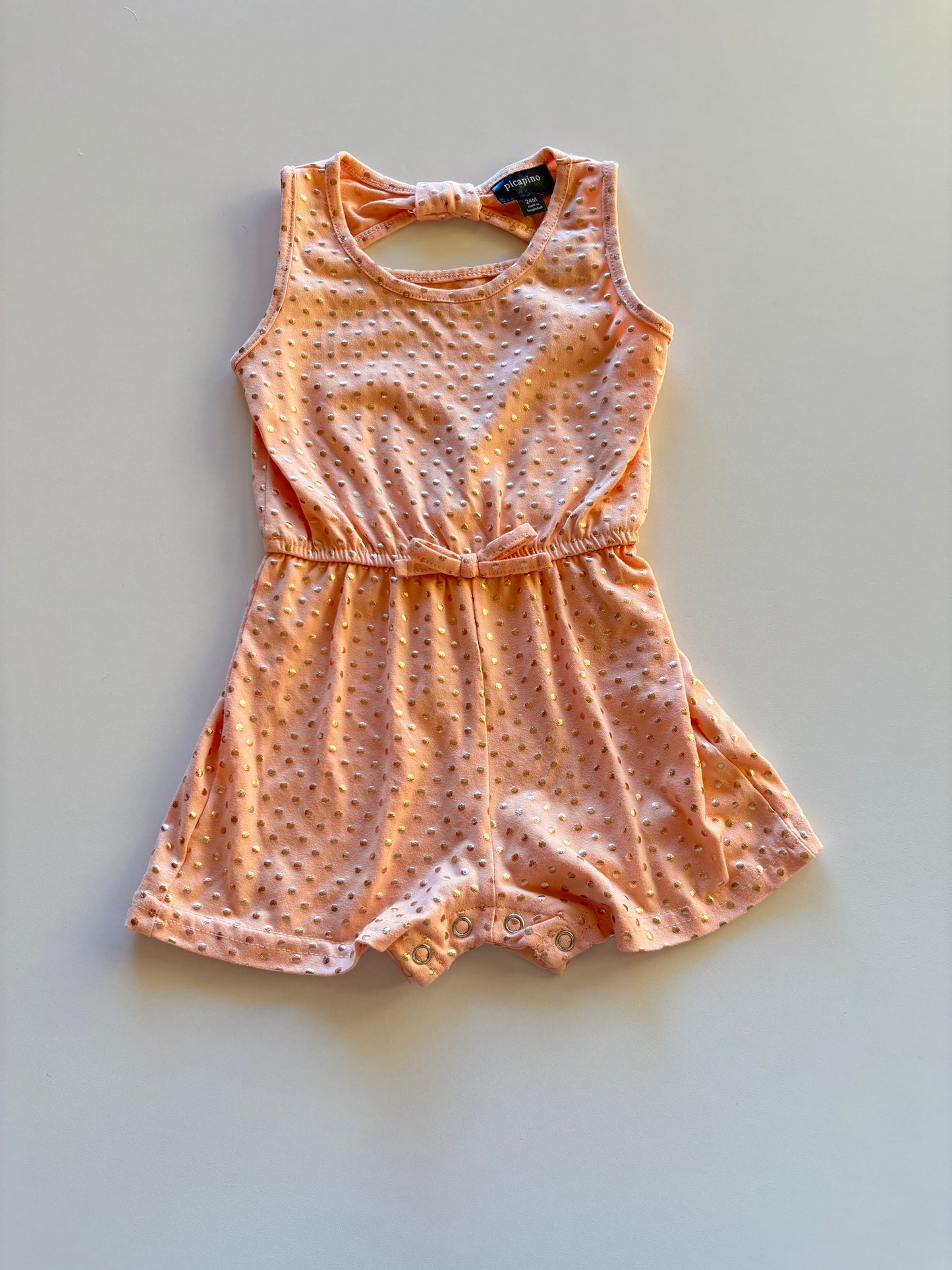 Pink & Rose Gold Polka Dot Romper